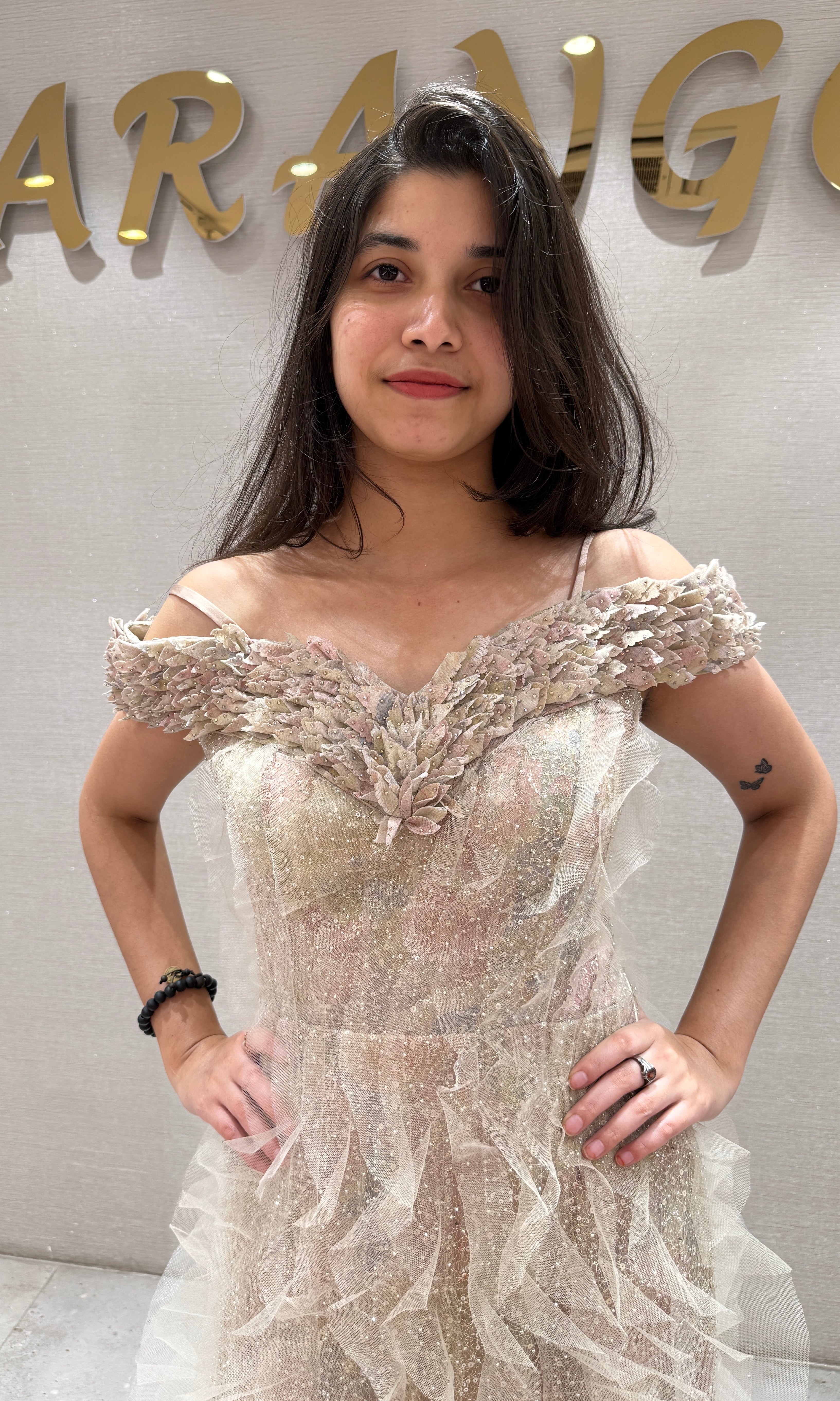 Fawn Golden Ruffle Layered Gown