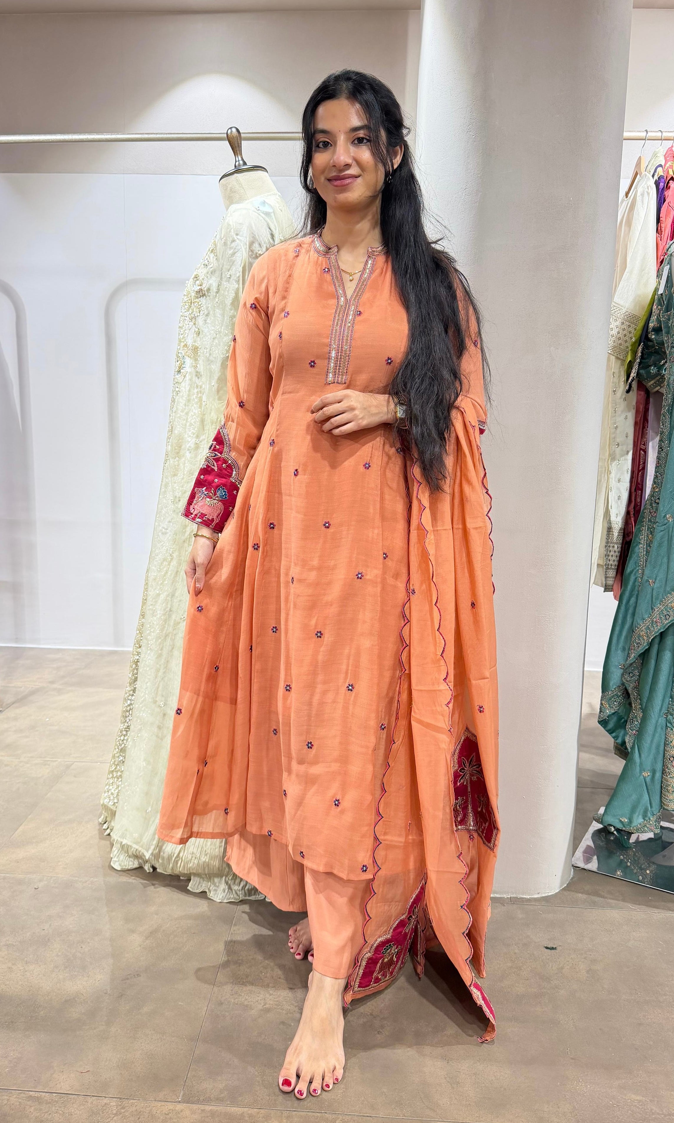 Peach Orchid Ensemble kurta set