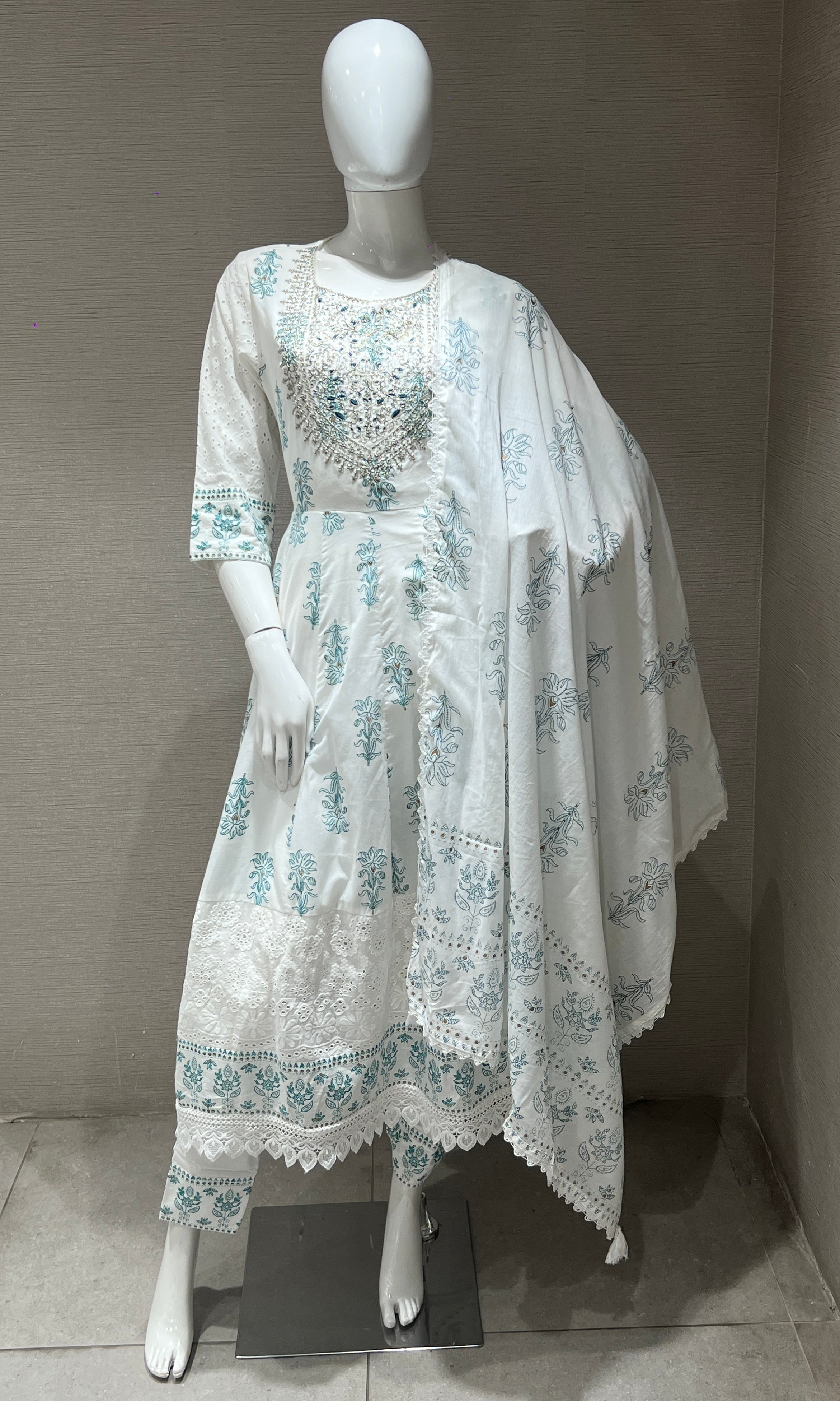 White Anarkali