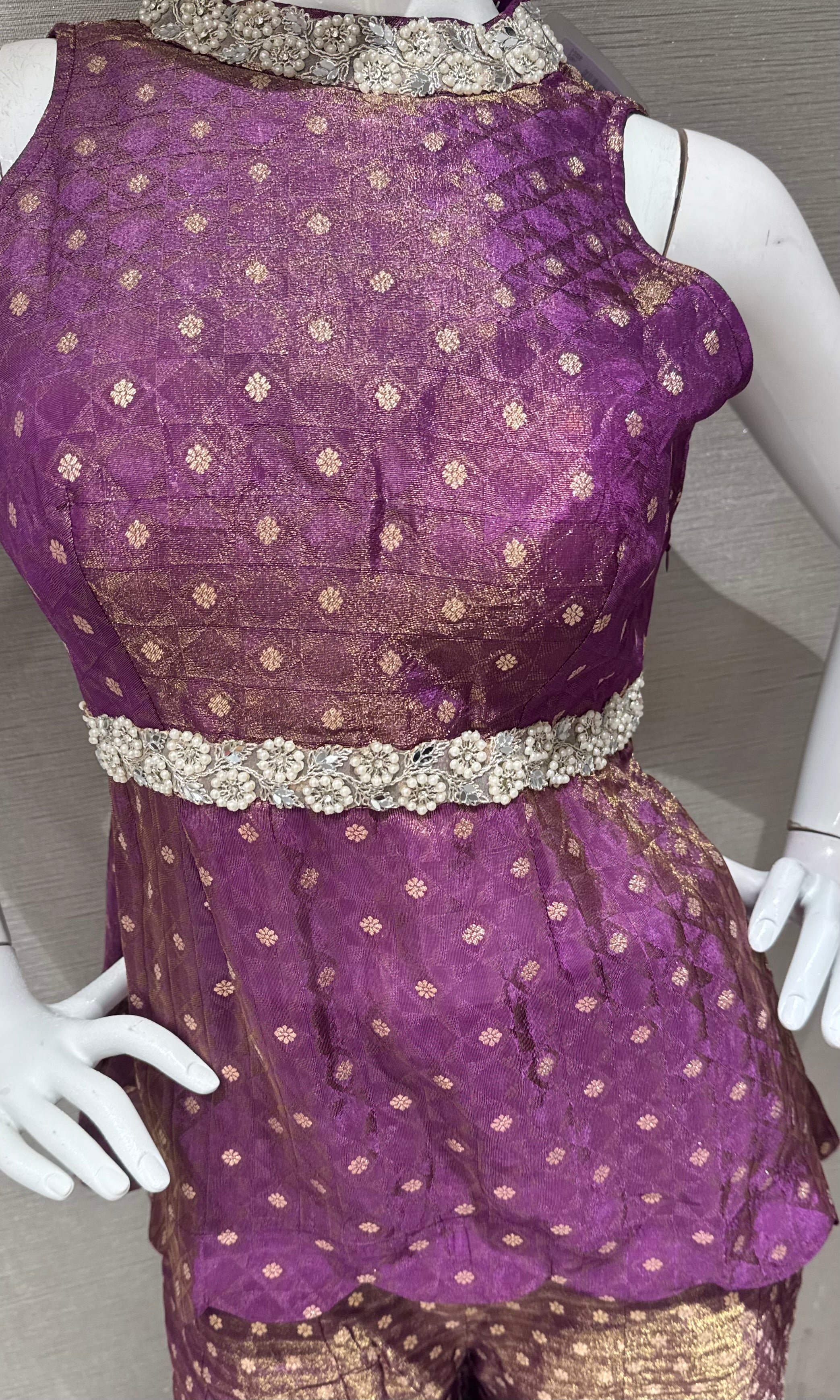 Purple Shimmer shine elegant peplum palazzo set