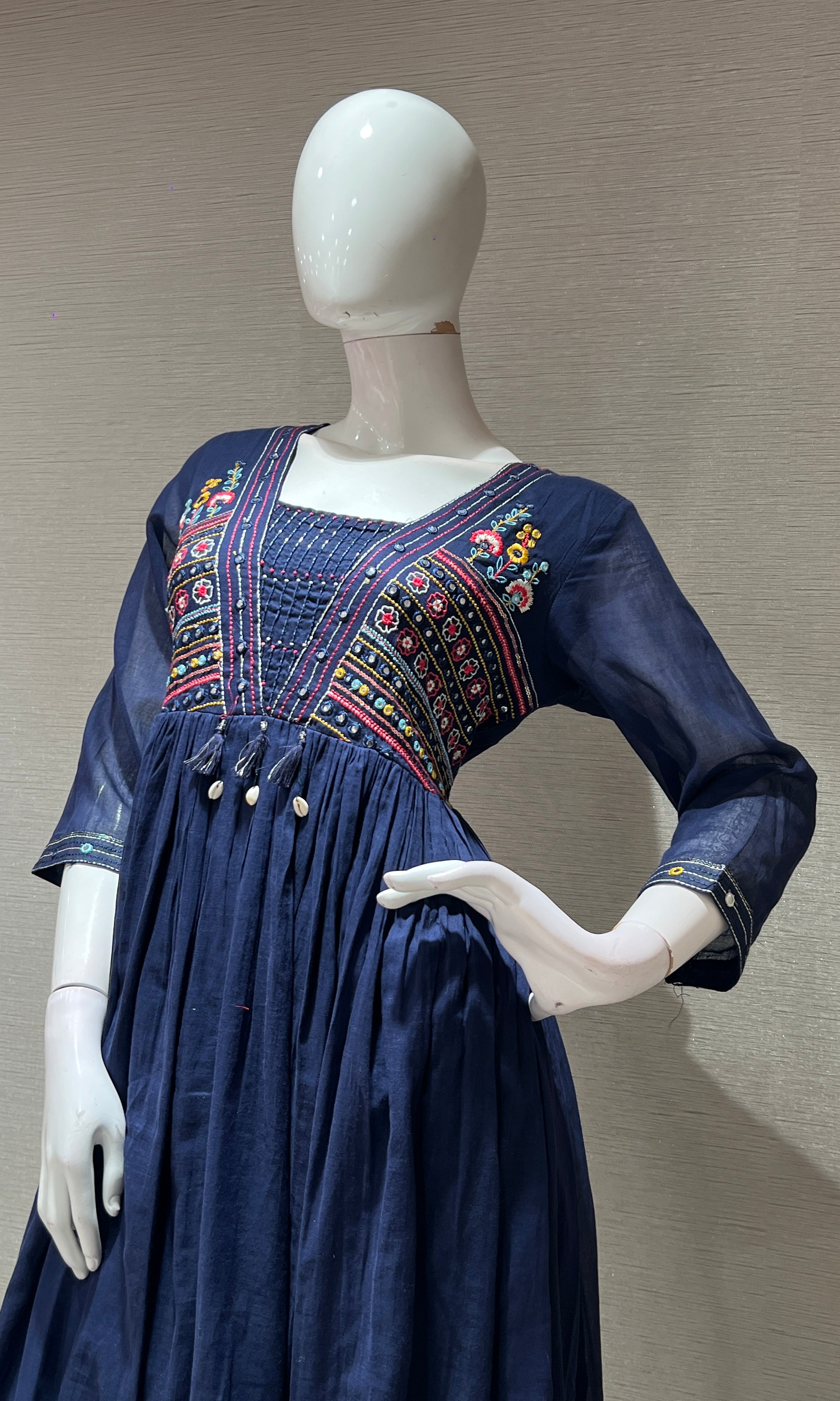 Blue EMBROIDERED A LINE kurta set