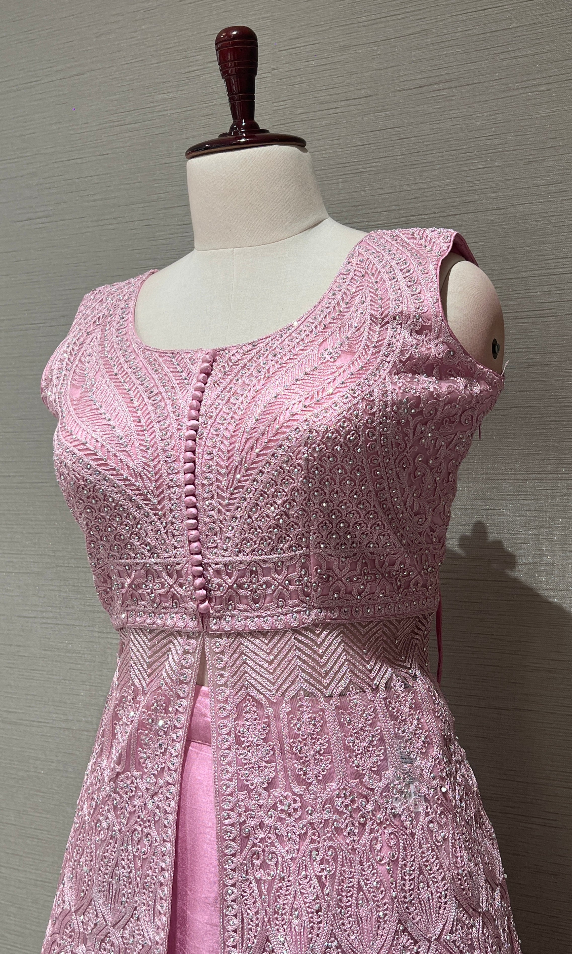 Baby pink Embroidered Front Slit Anarkali