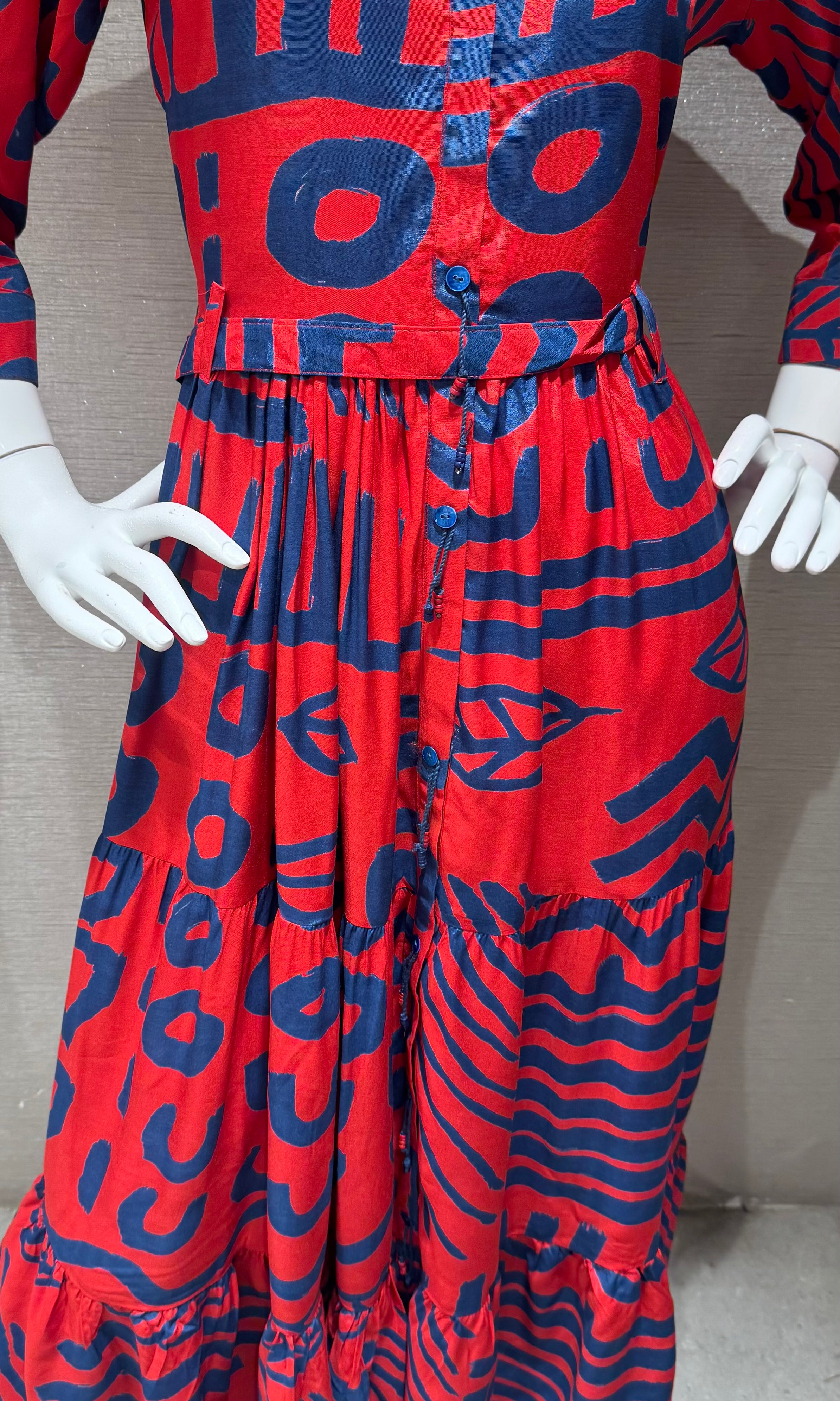 Red and blue patterned Frock