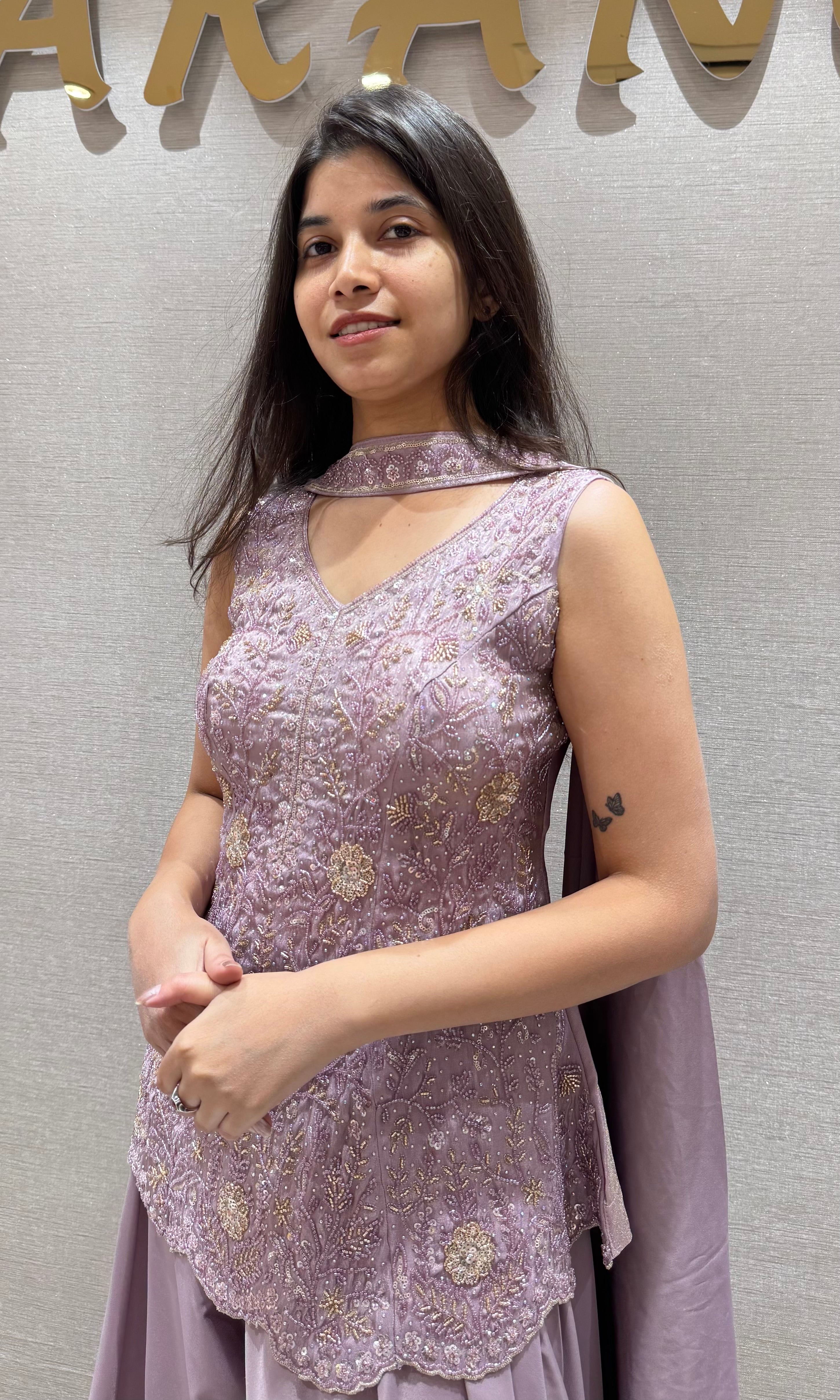 LIGHT Purple Embroidered palazzo Set