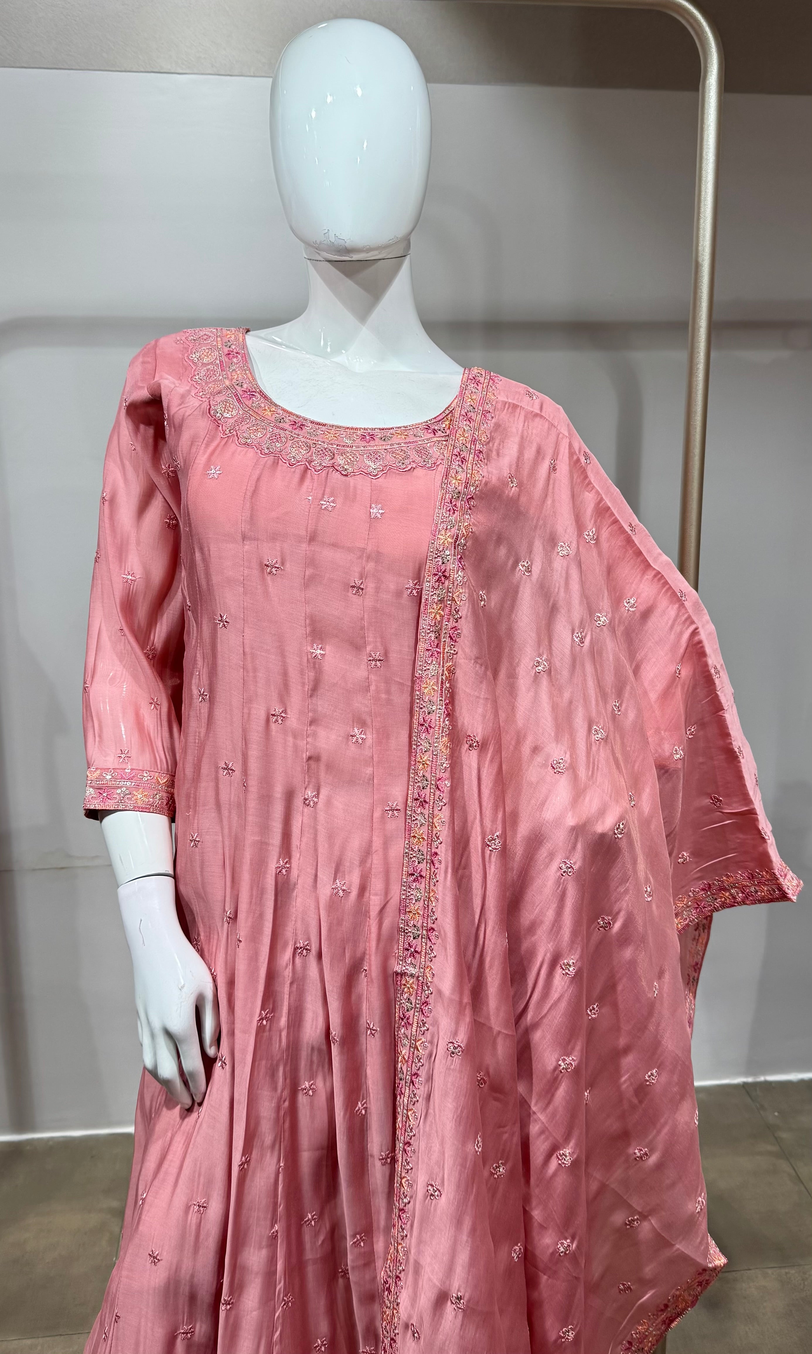 Blush Pink Embroidered Anarkali Kurta Set