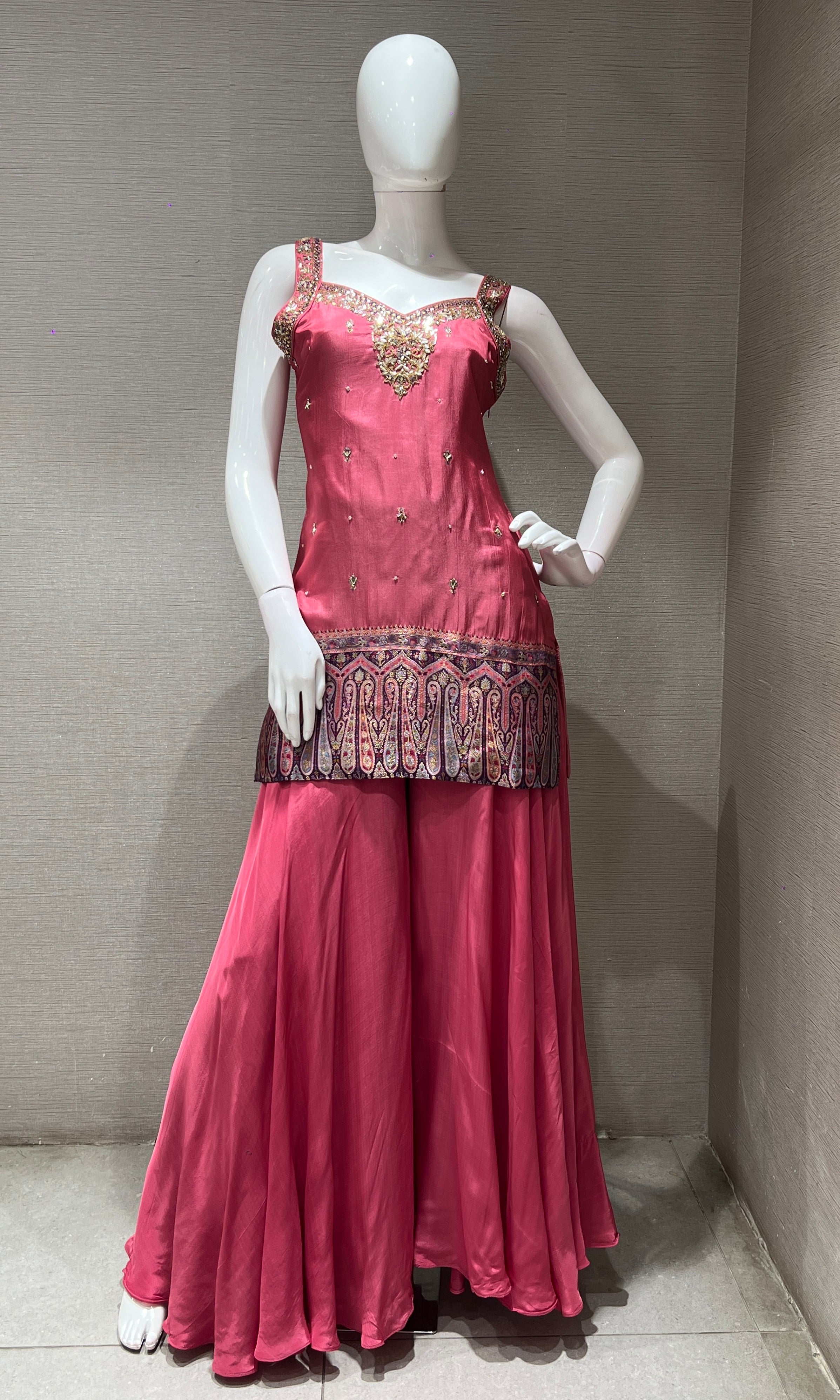 Pink EMBELLISHED SHARARA SET