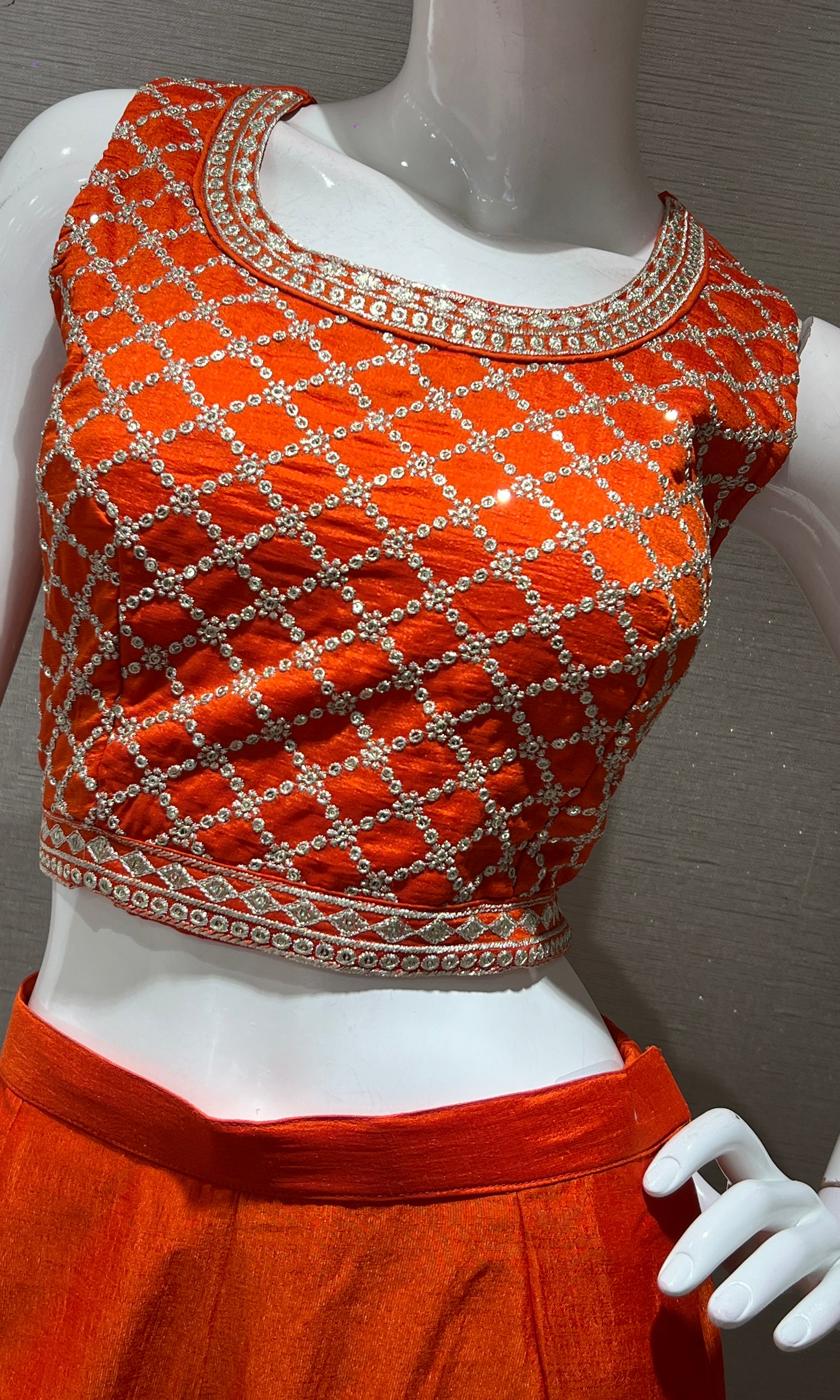 Orange EMBROIDERED JACKET STYLE PALAZOO SET