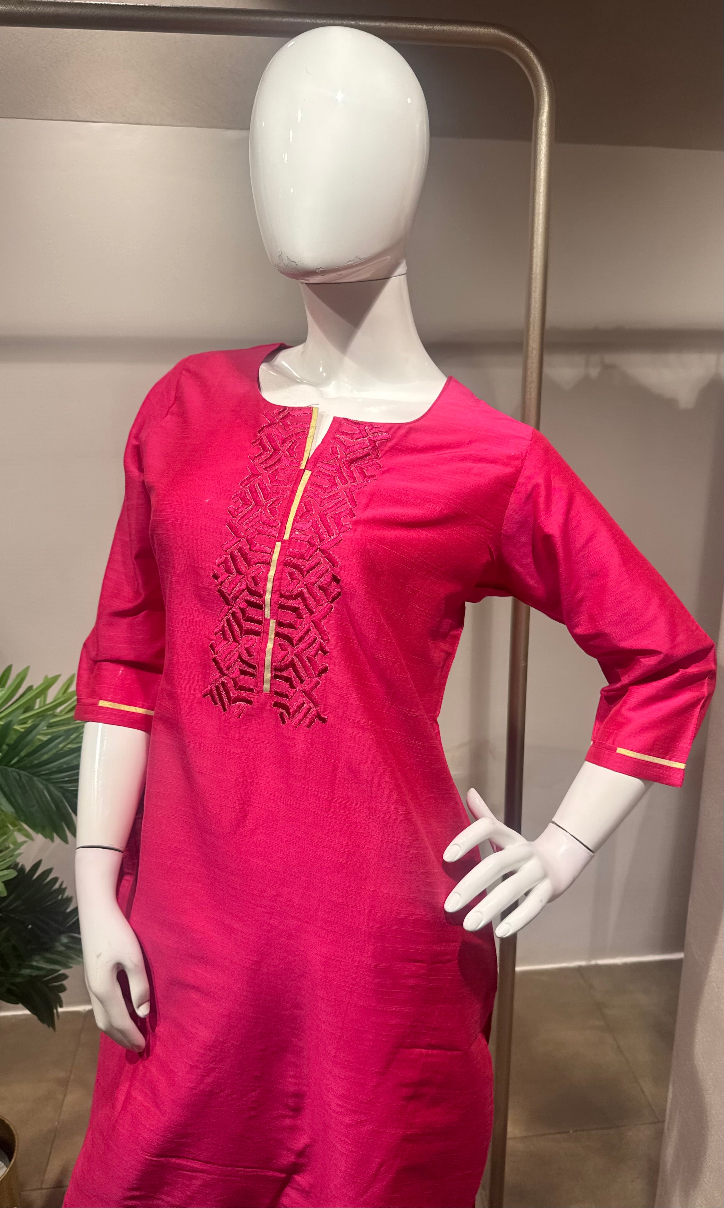 Pink Embroidered Kurta Set with Dupatta