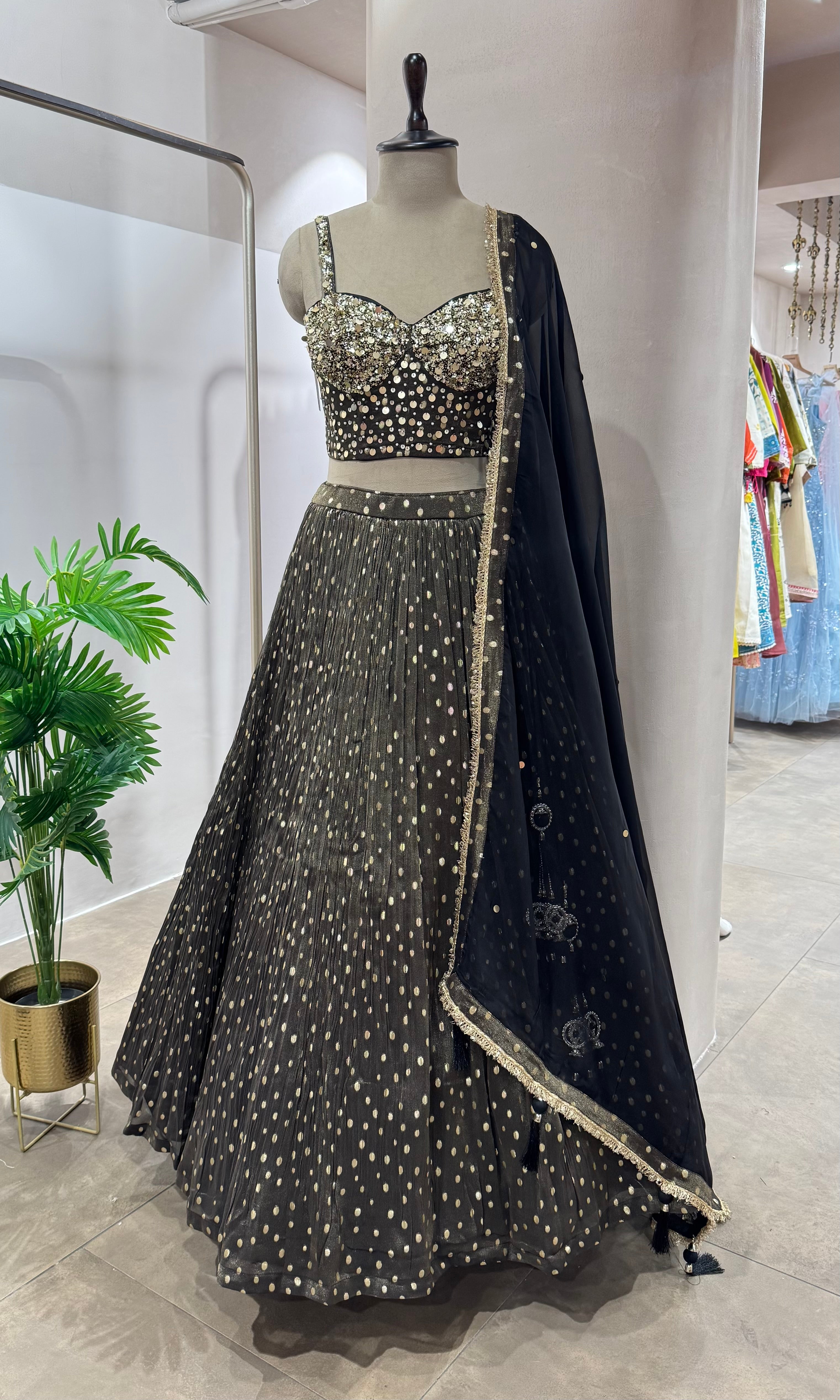 BLACK LEHENGA WITH CORSET BLOUSE