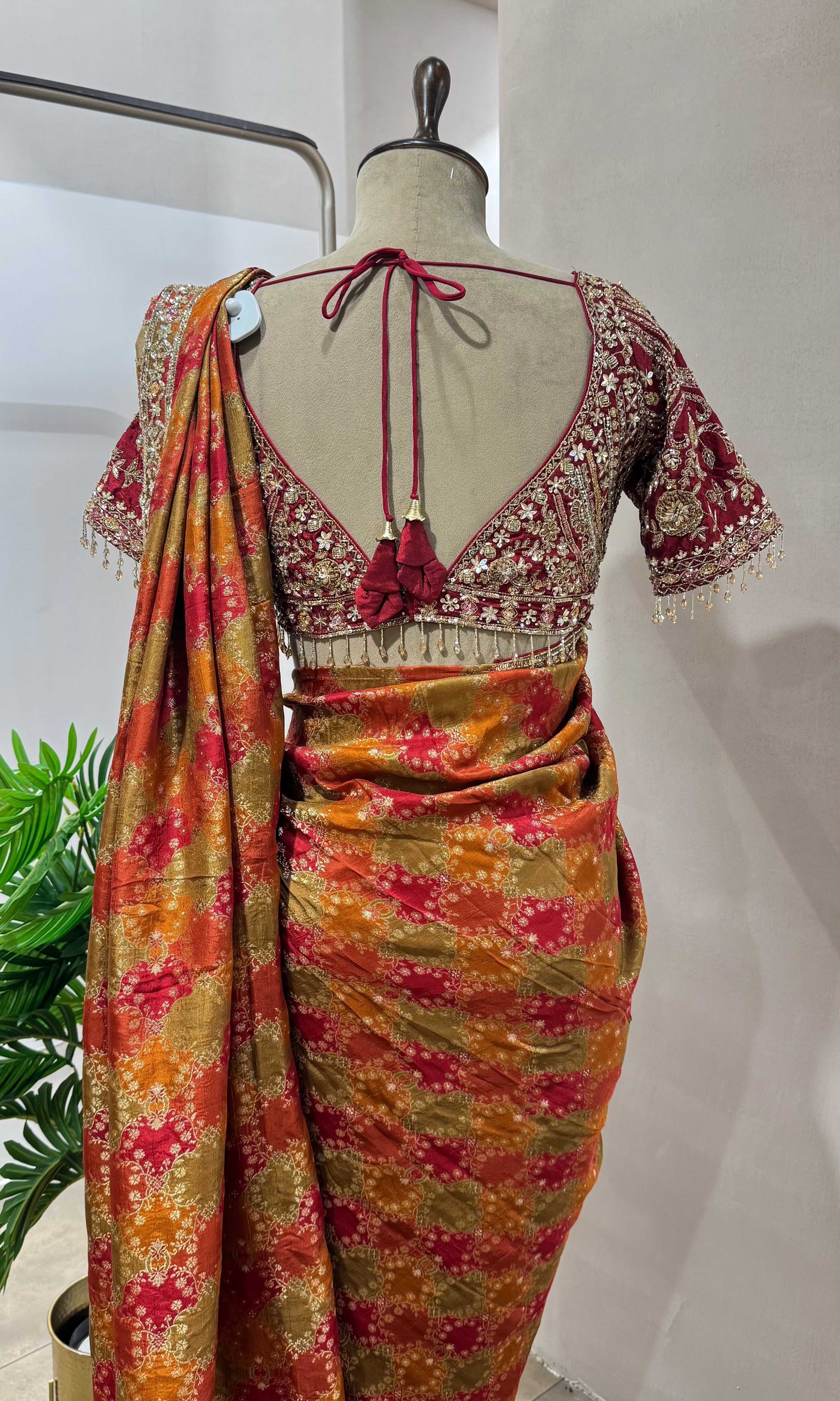 MAROON BANARASI SAREE WITH BLOUSE