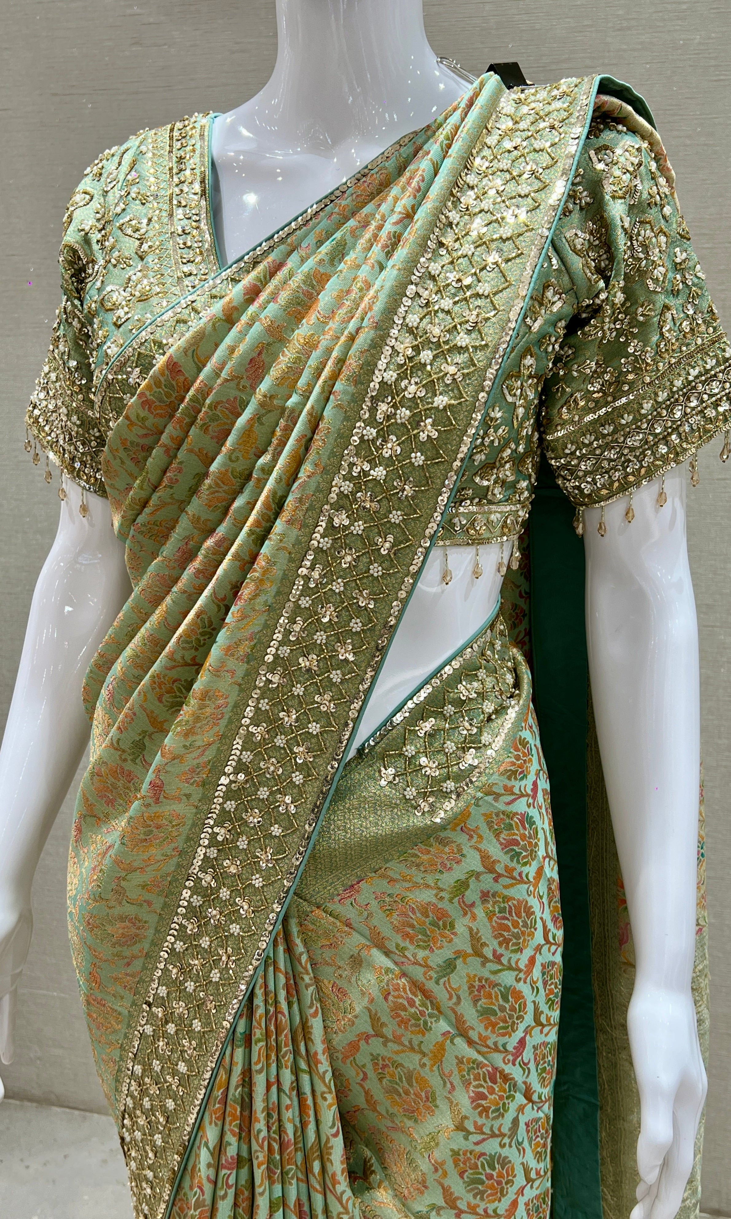 Sage Green Traditional Banarasi Saree