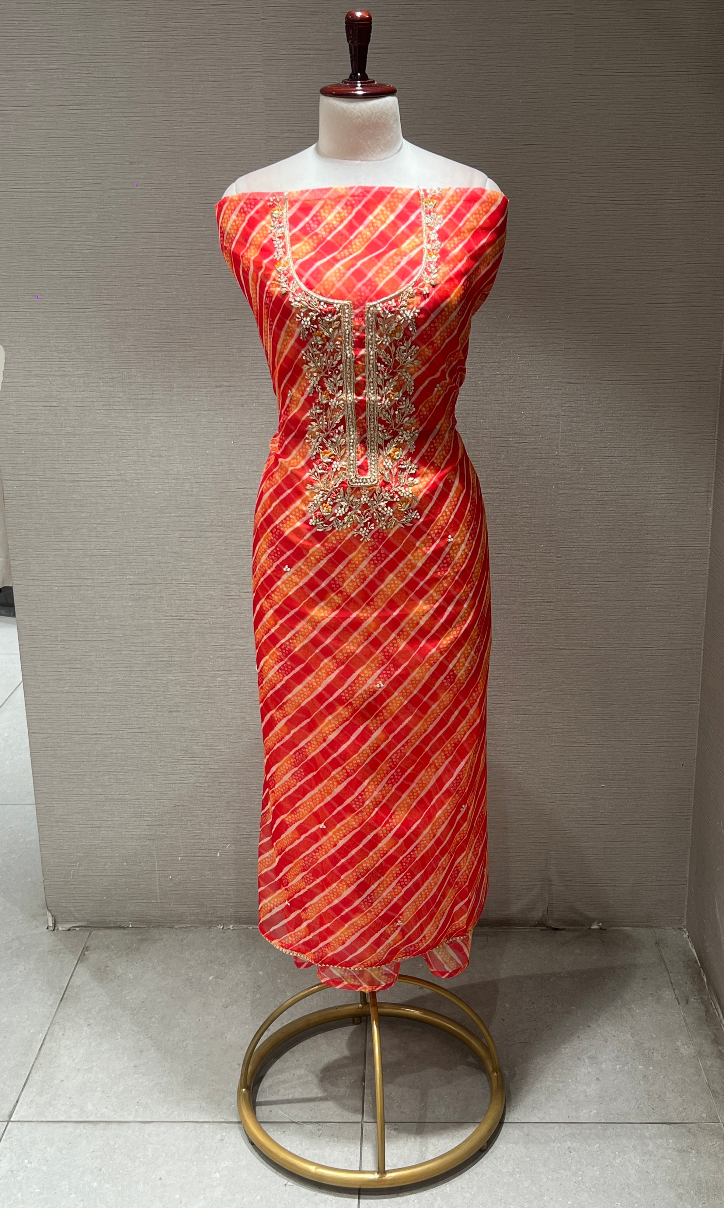 Orange dress material (party wear)