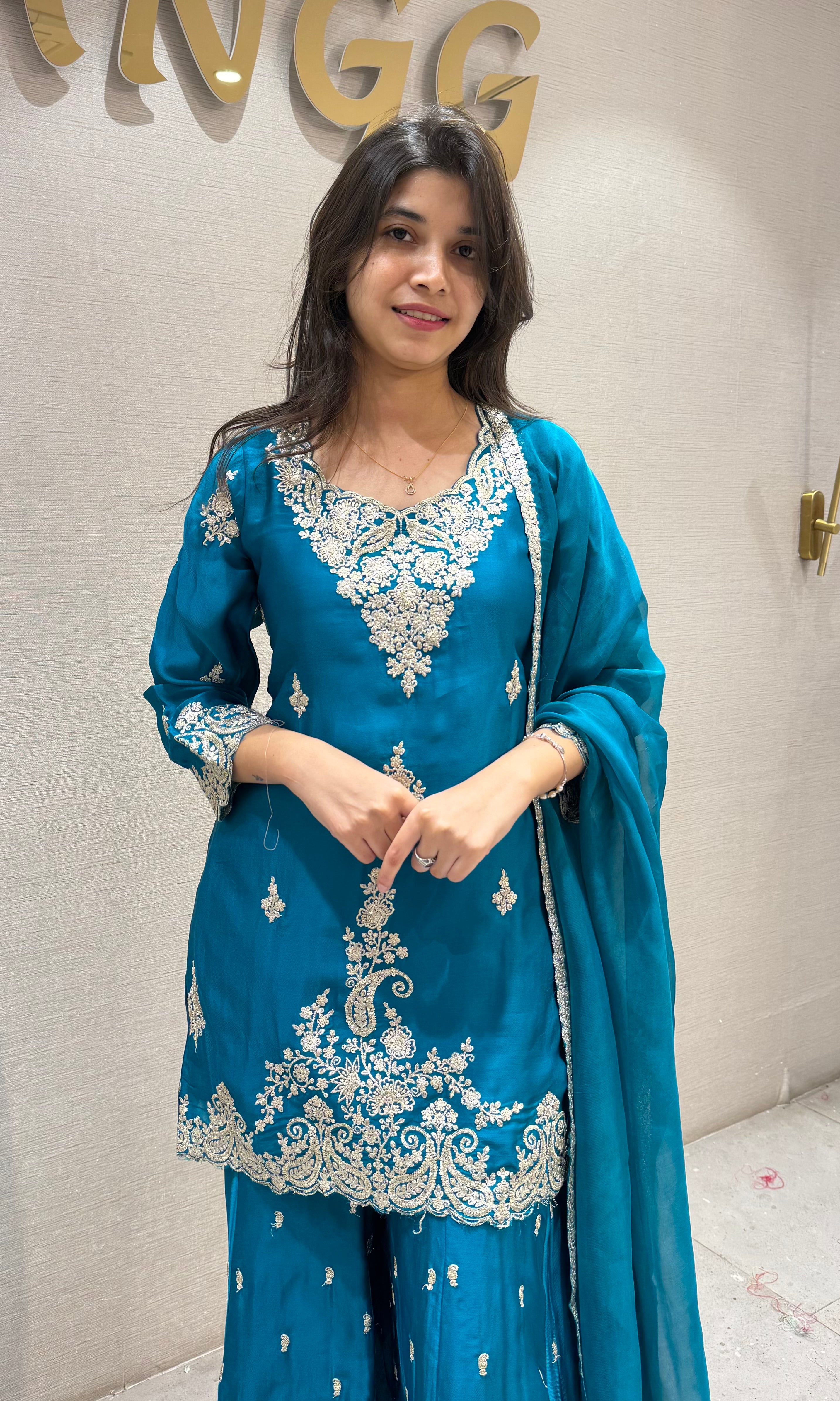 Rama Designer Embroidery Sharara set