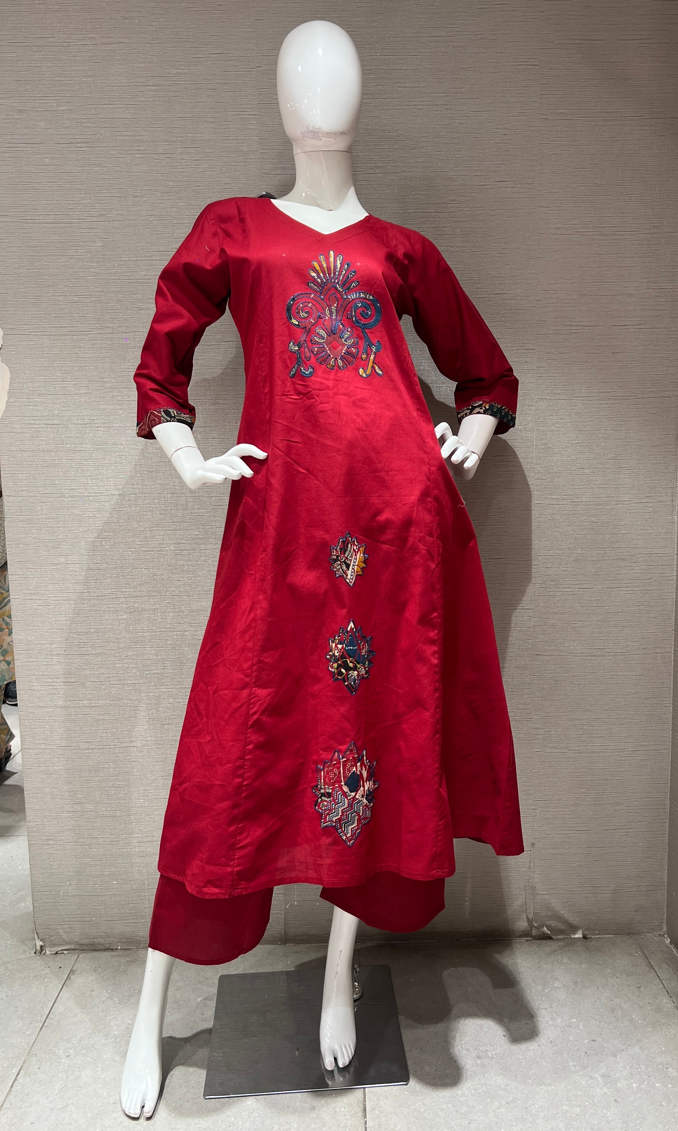 Red Floral Salwar Kameez Kurta Set