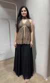 black and gold embroidered palazzo set