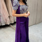 💜Purple 3 piece Indo western long dress, cope, blouse and flared pants💐