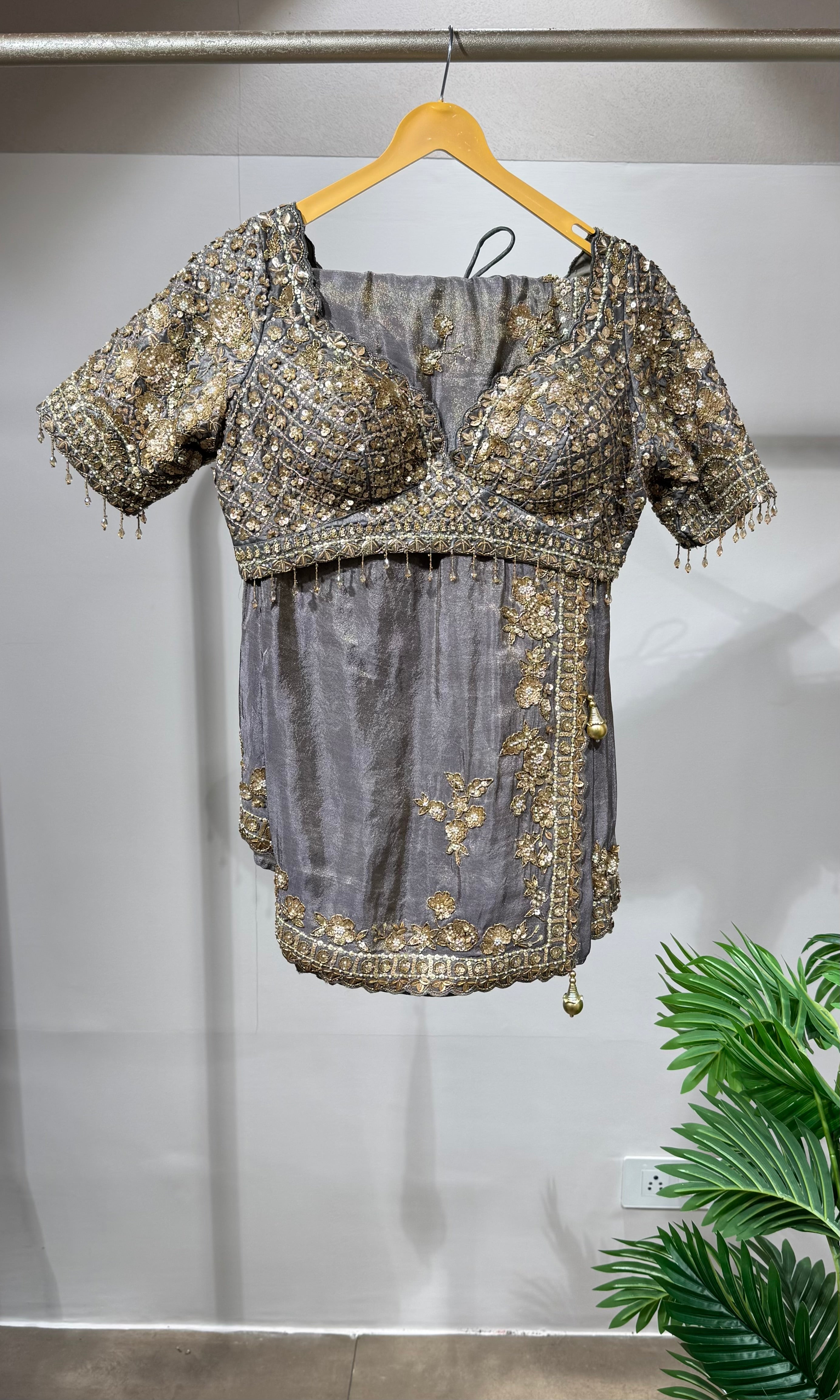 Grey Cutdana Embroidered Designer SAREE