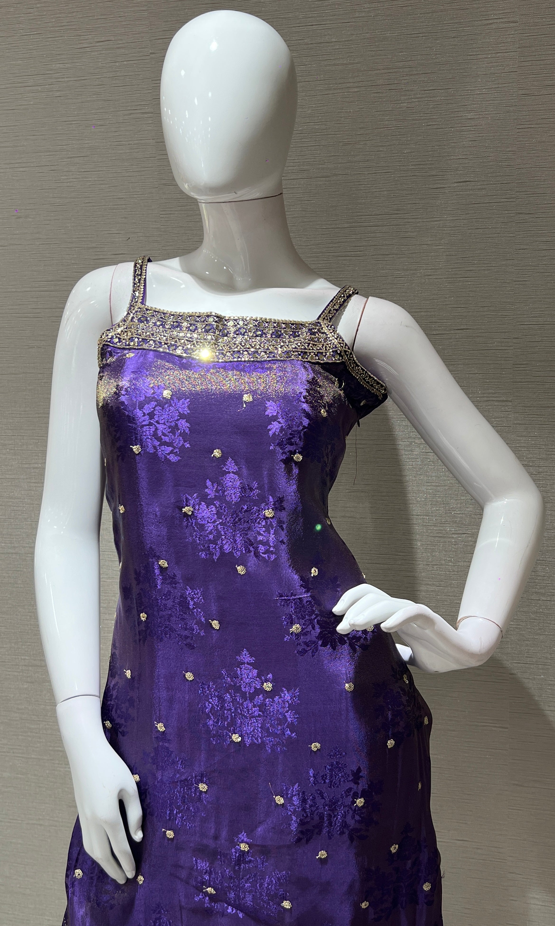 Purple and Gold Embroidered kurta set