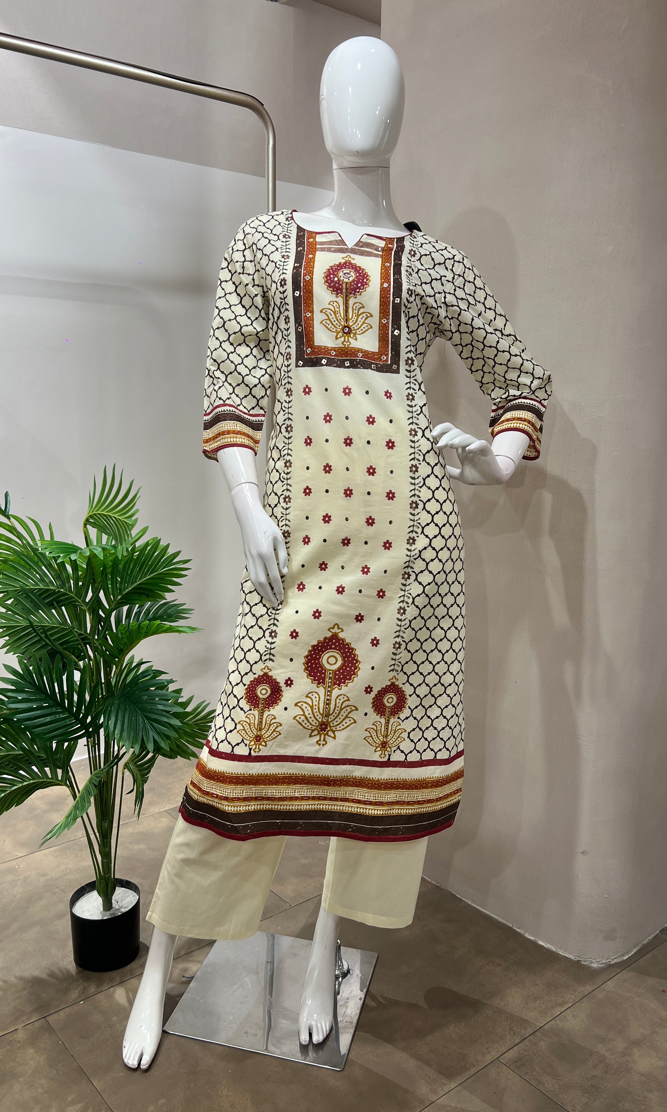 Red ETHNIC PRINTED kurta set