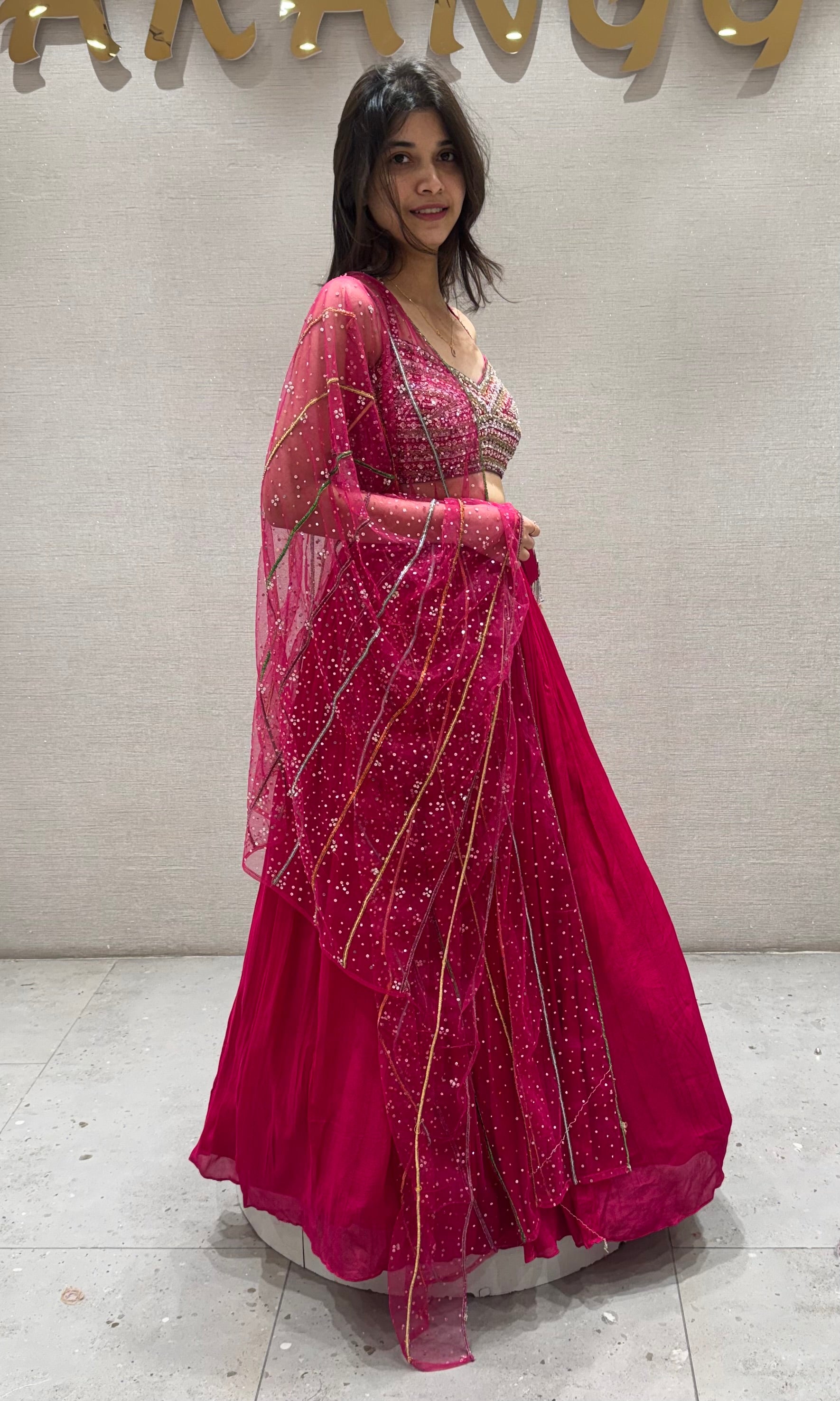 Rani Pink Silk Embroidery Lehenga Choli