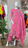 PINK FLORAL EMBROIDERED KURTA SET
