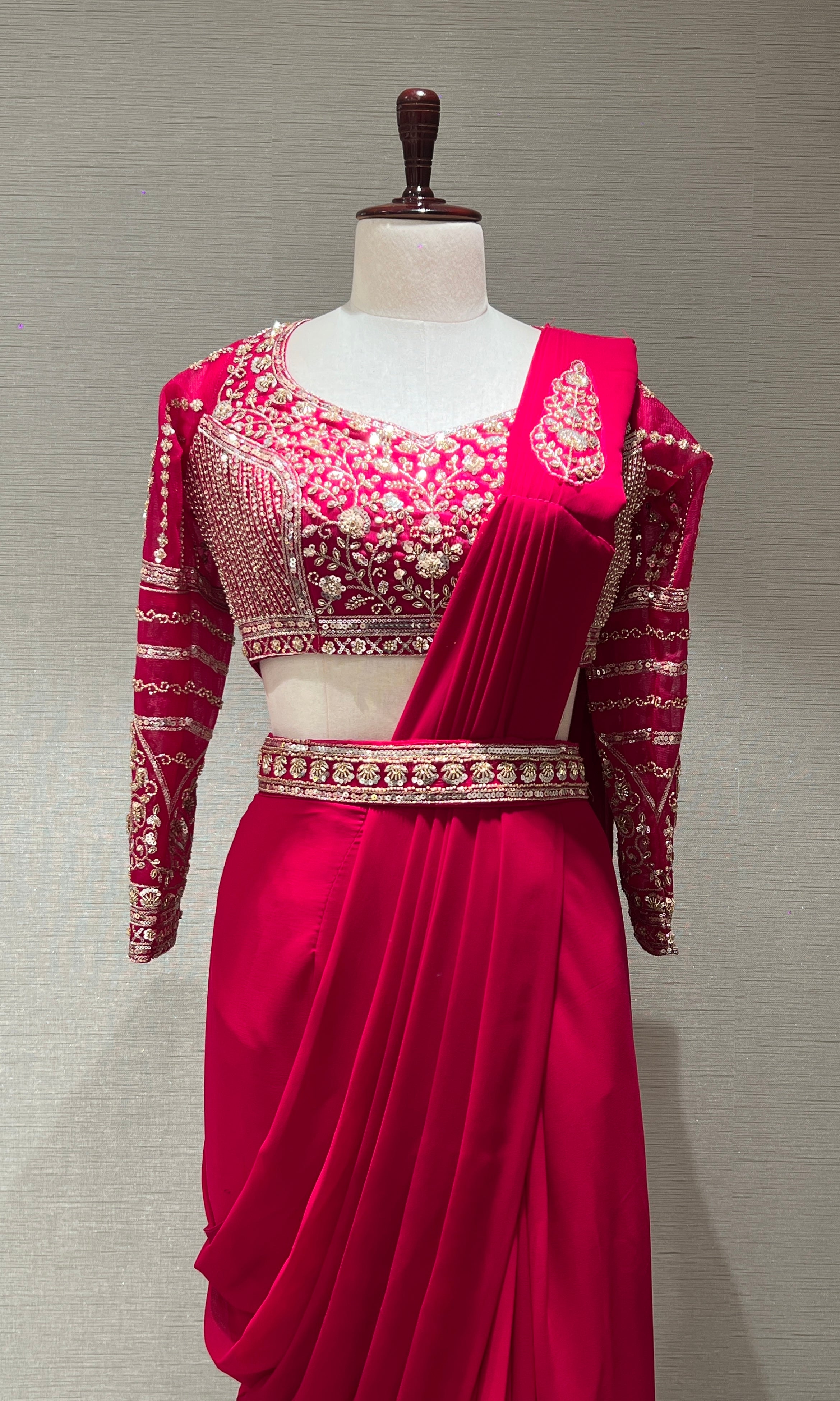 PINK drape saree with embellished blouse