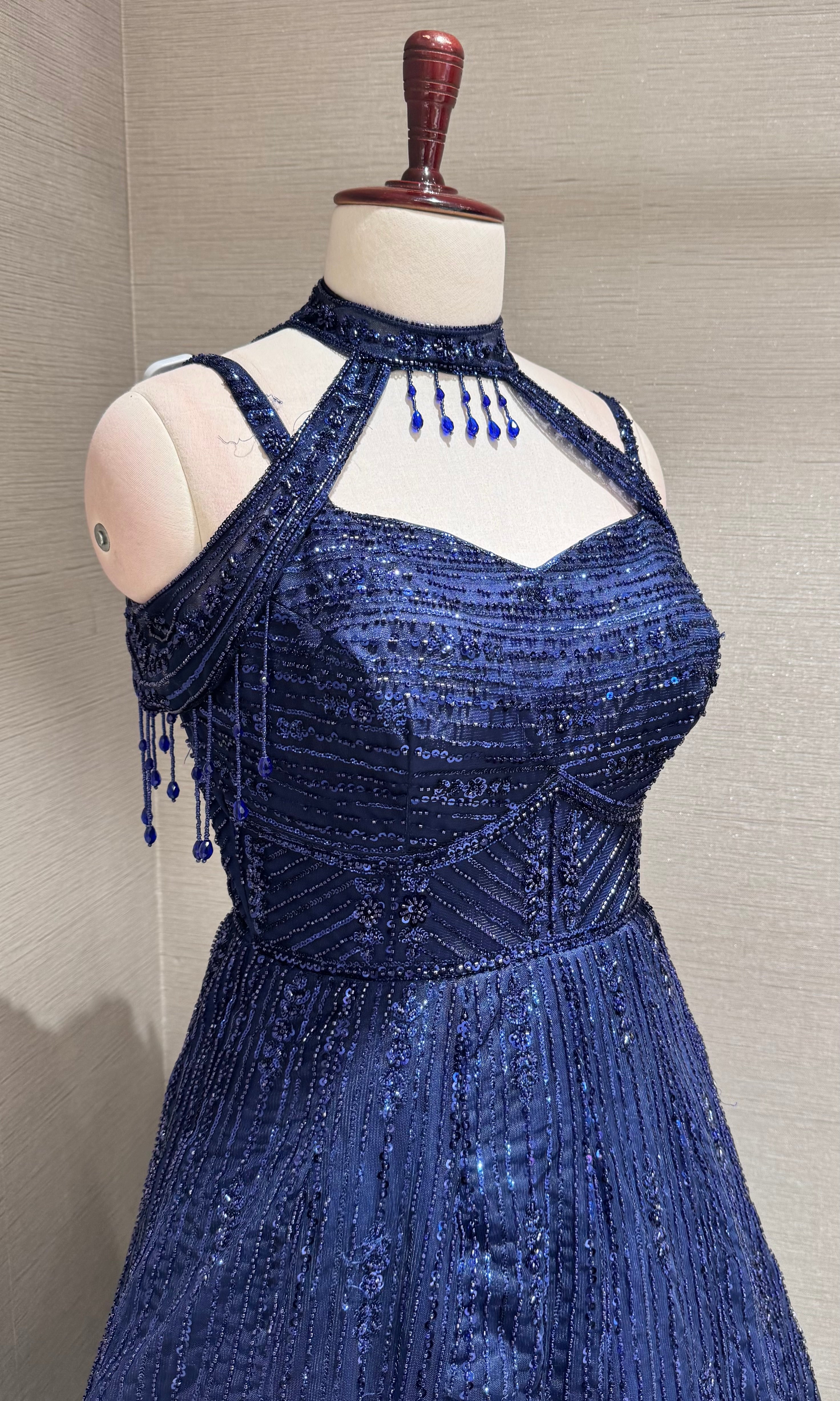 Royal Blue Halter Neck Ballgown