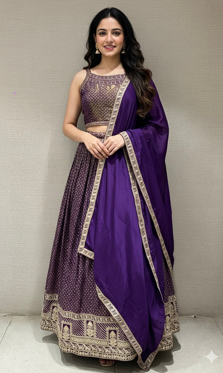 Purple EMBELLISHED Lehenga CHOLI