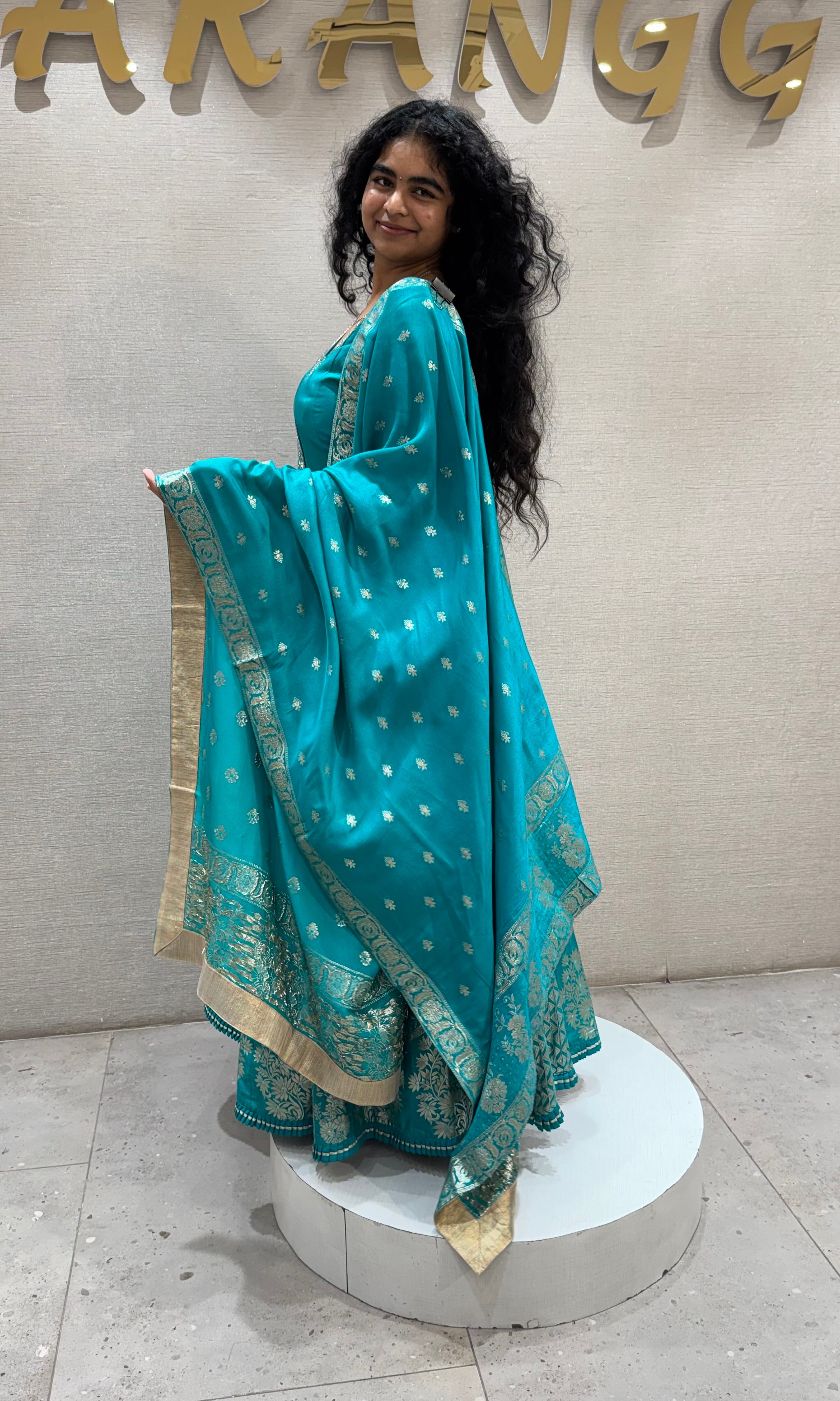 BLUE Silk Banarasi Anarkali SET