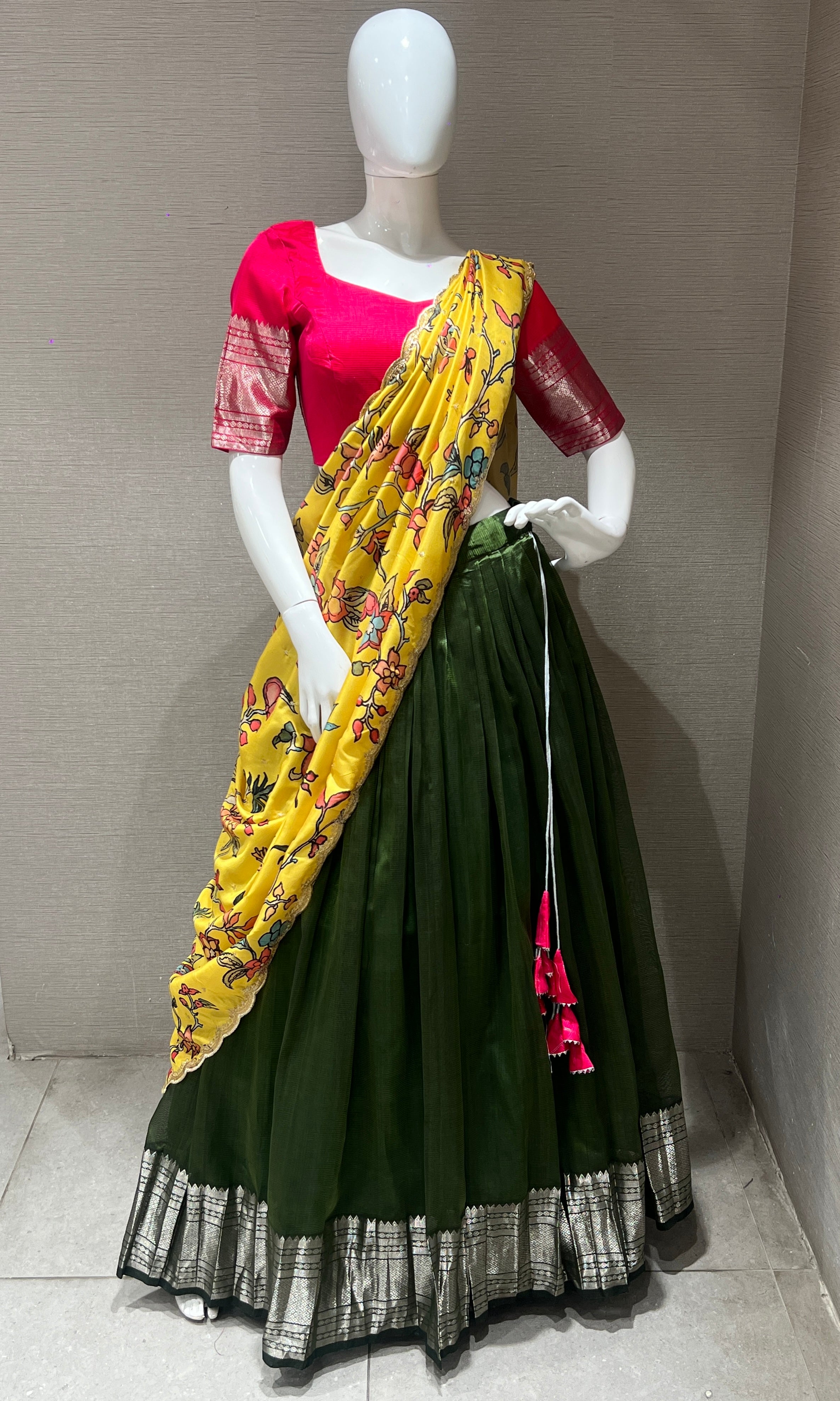 Mehandi Green Lehenga