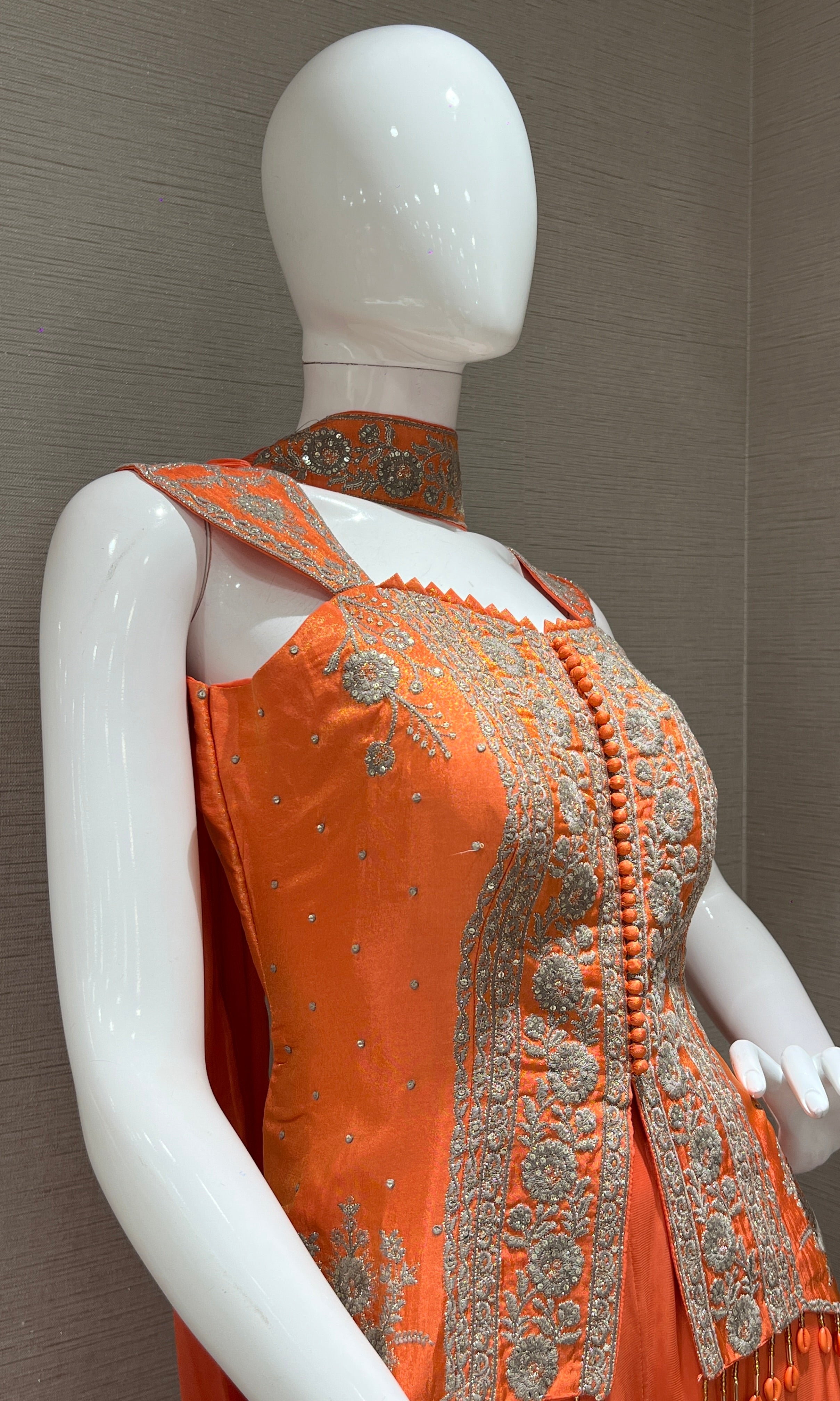 Orange Shimmer Tissue Palazzo SET