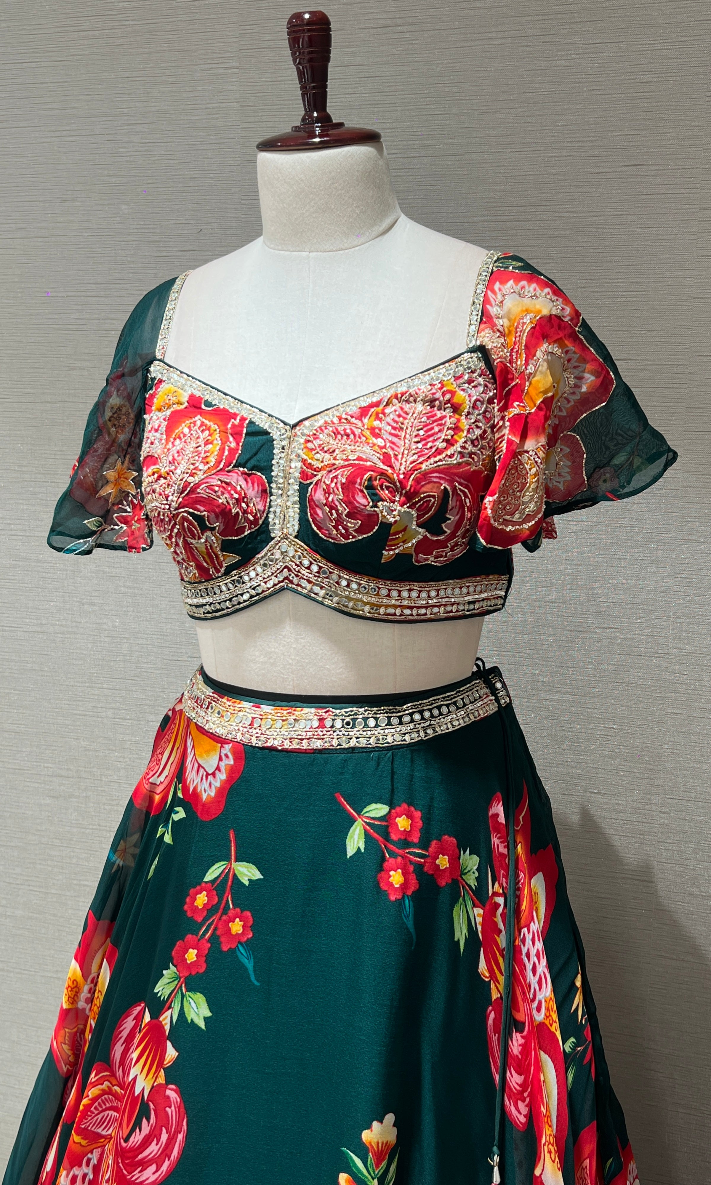 Bottle green Lehenga