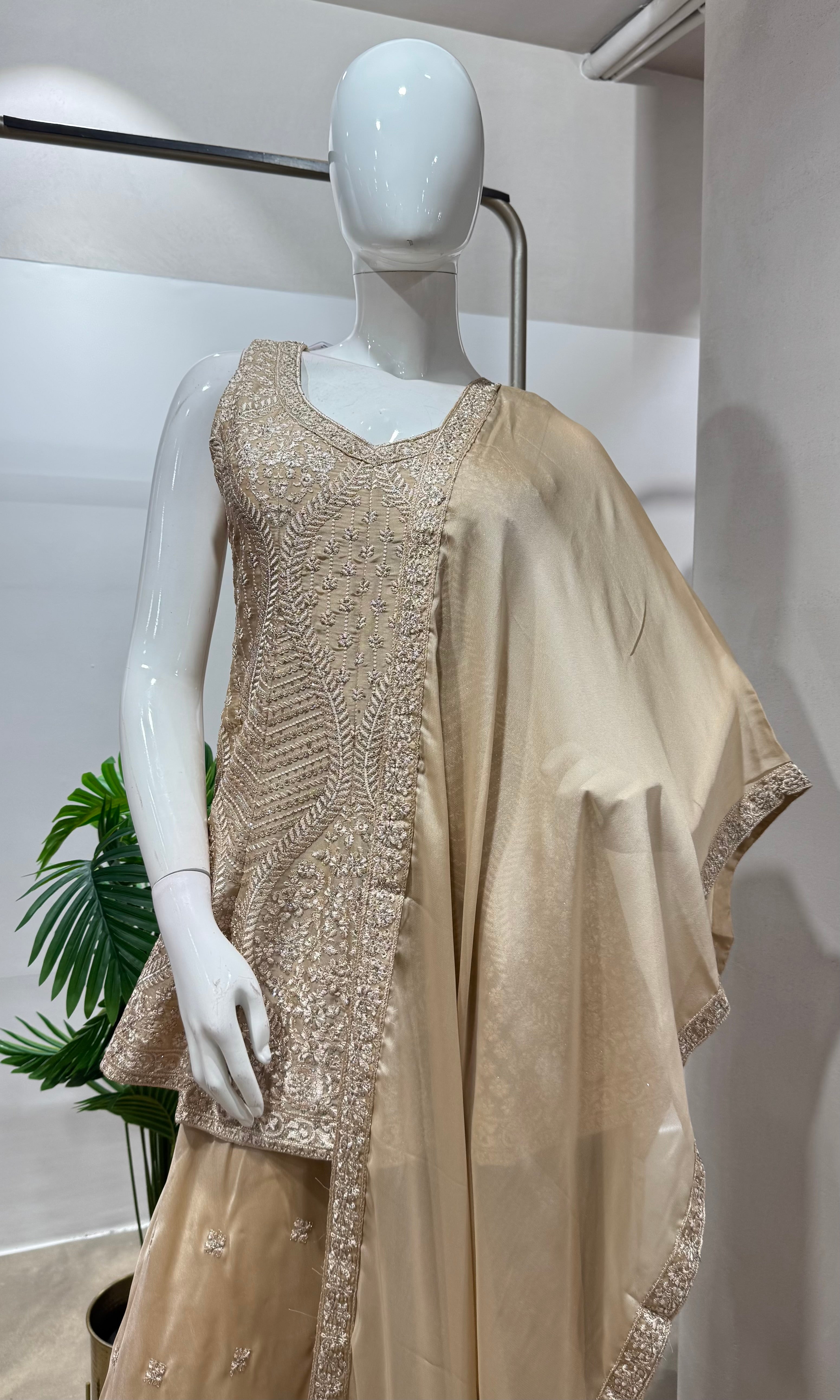 MAUVE gold embroidered palazzo set