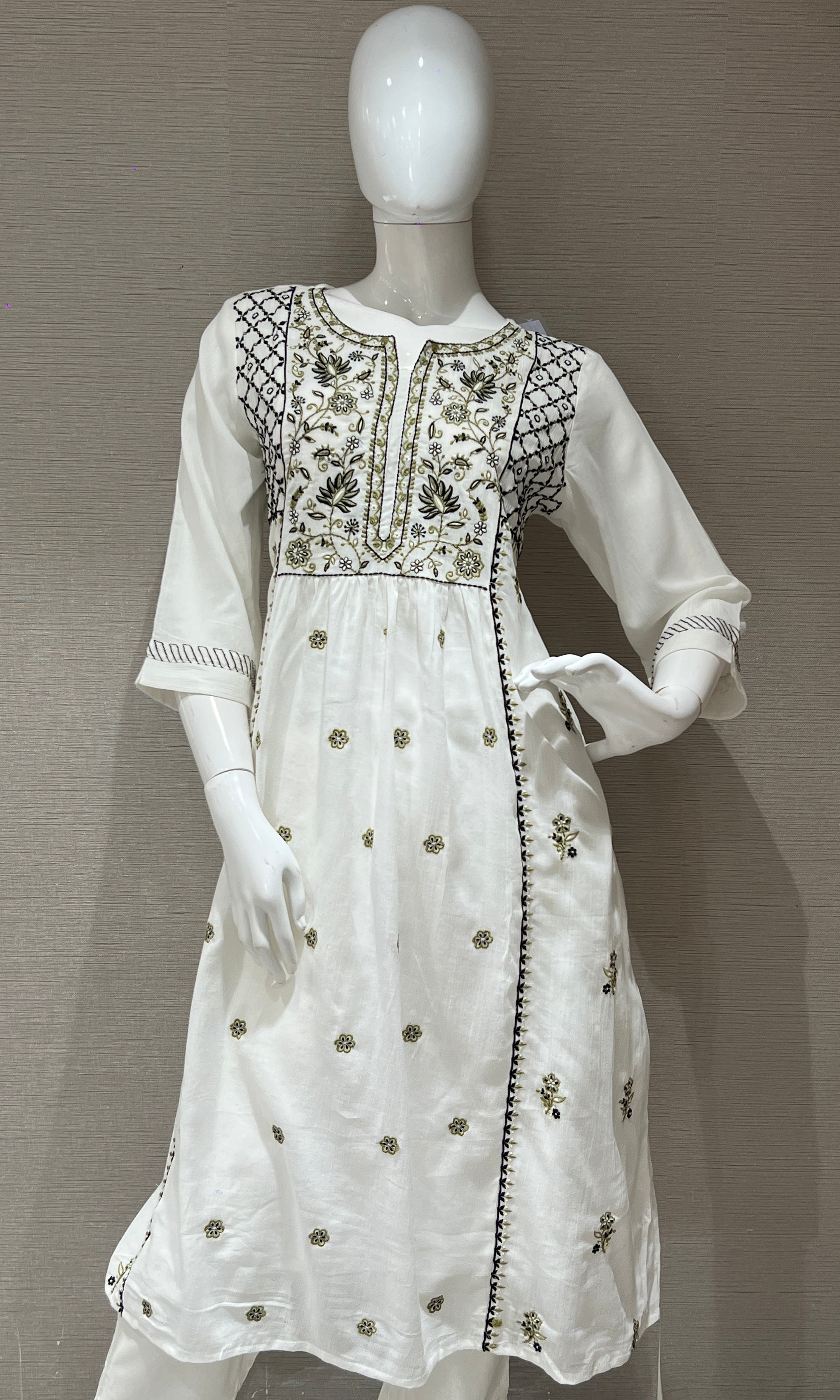 White Anarkali set