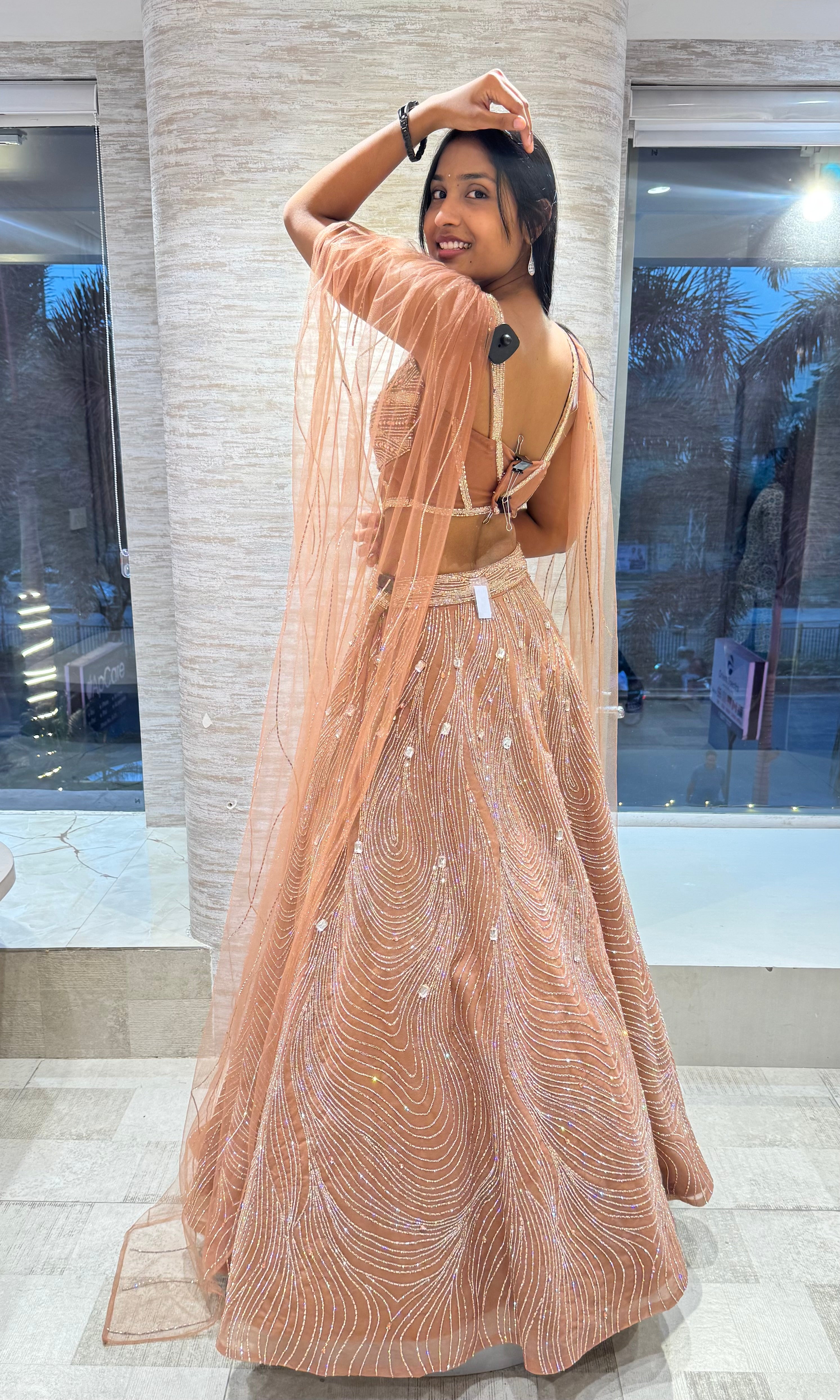 Honey Gold Crystal Lehenga