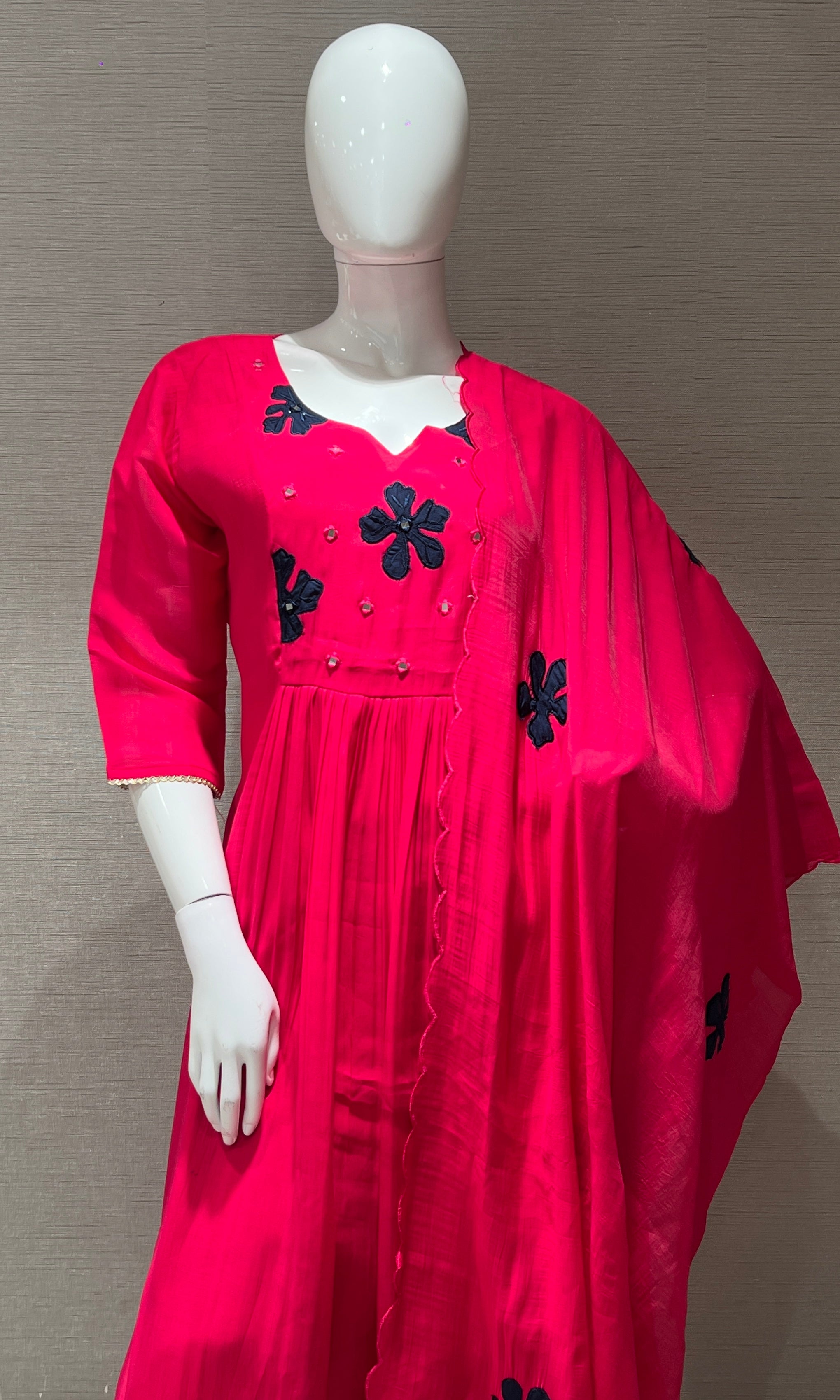 Pink blue floral kurta set