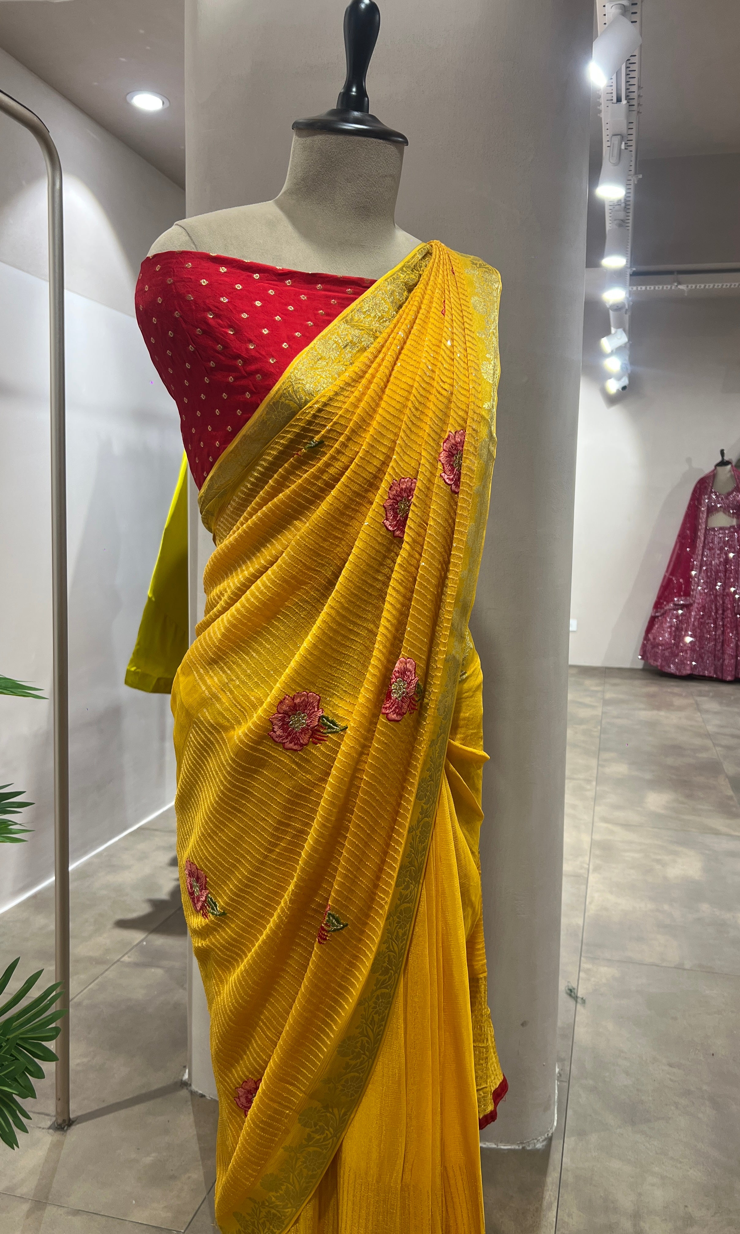 Yellow FLORAL FANCY saree