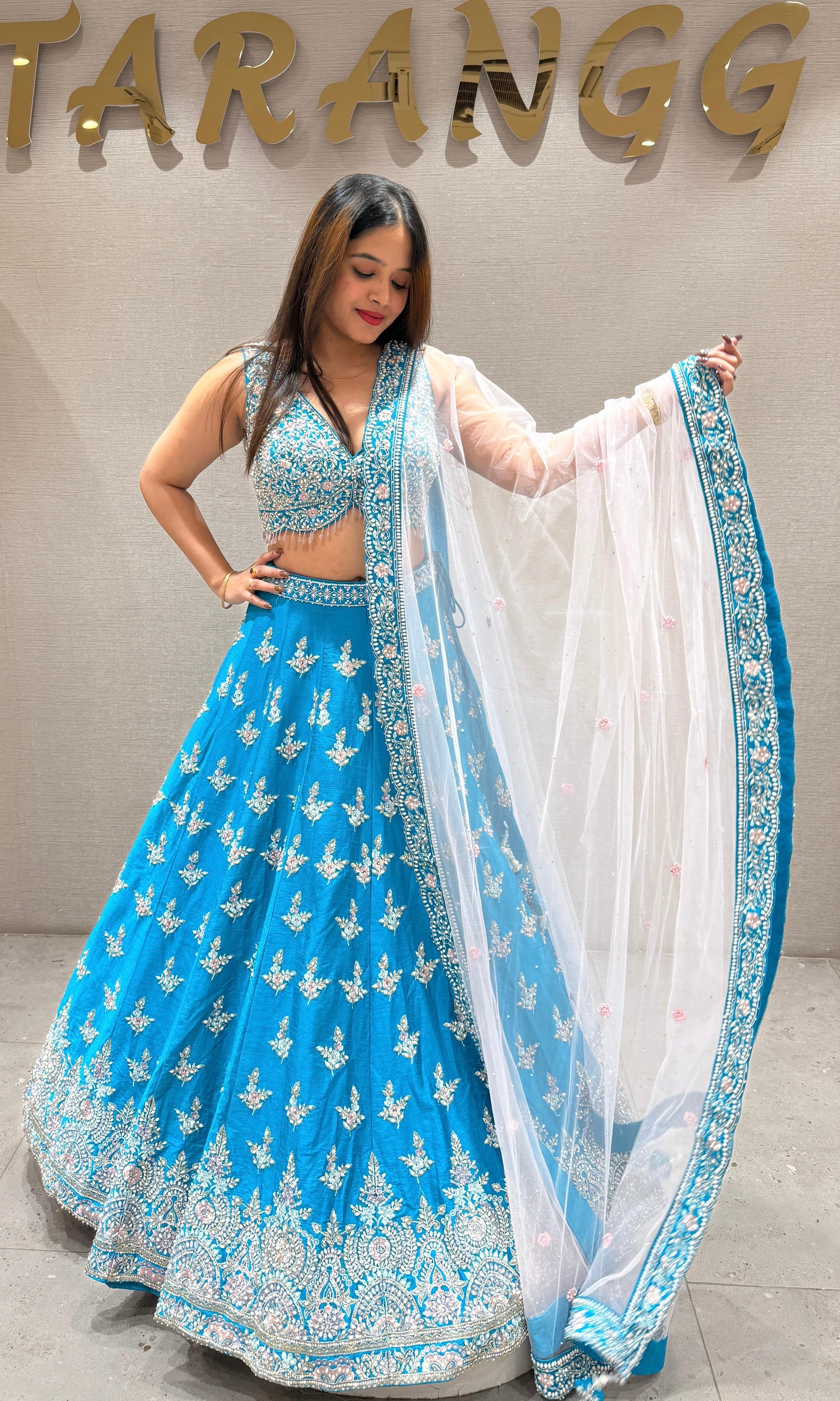 Rama blue Lehenga