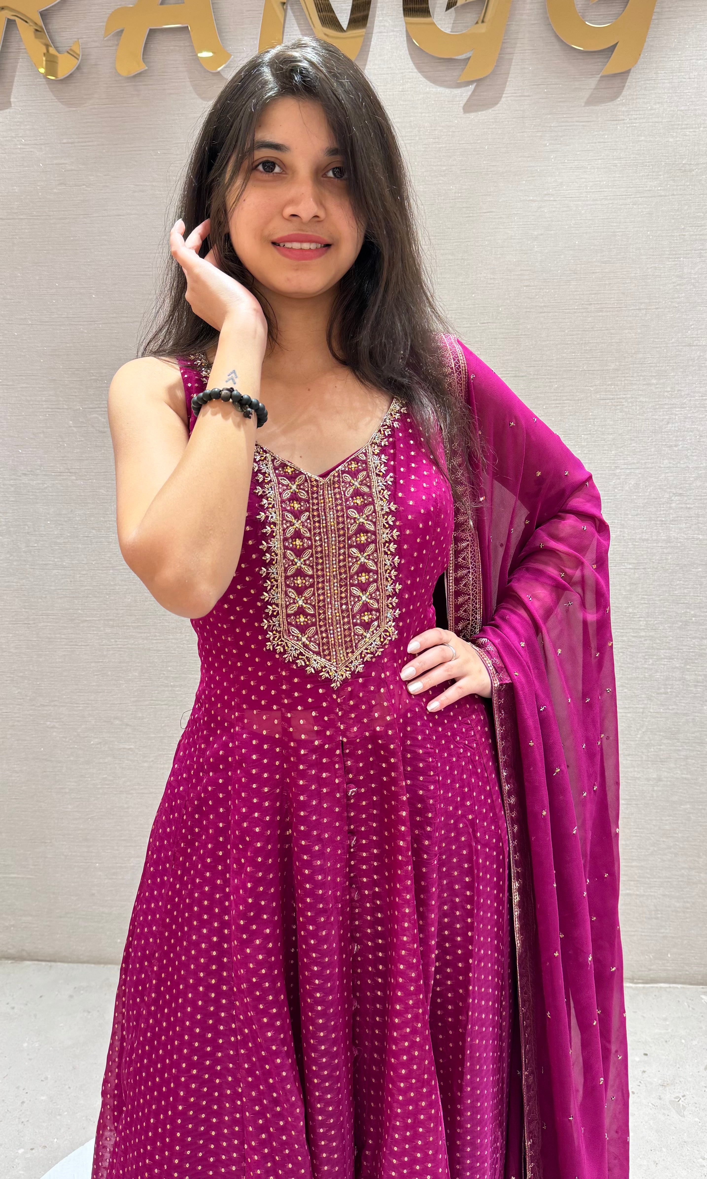 violet GOLDEN ENBROIDERED Anarkali