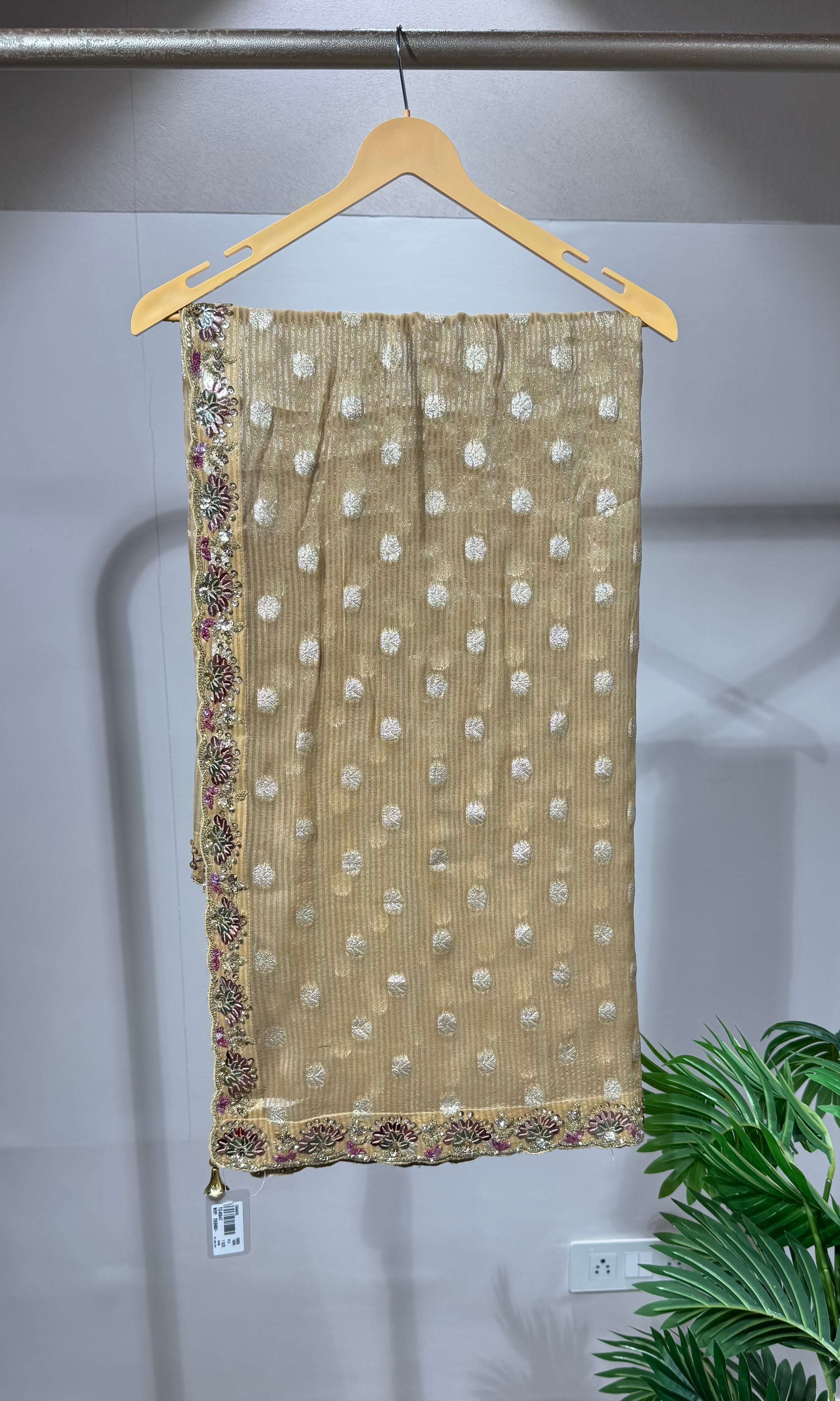 Golden Tissue Saree with Embellished Blouse