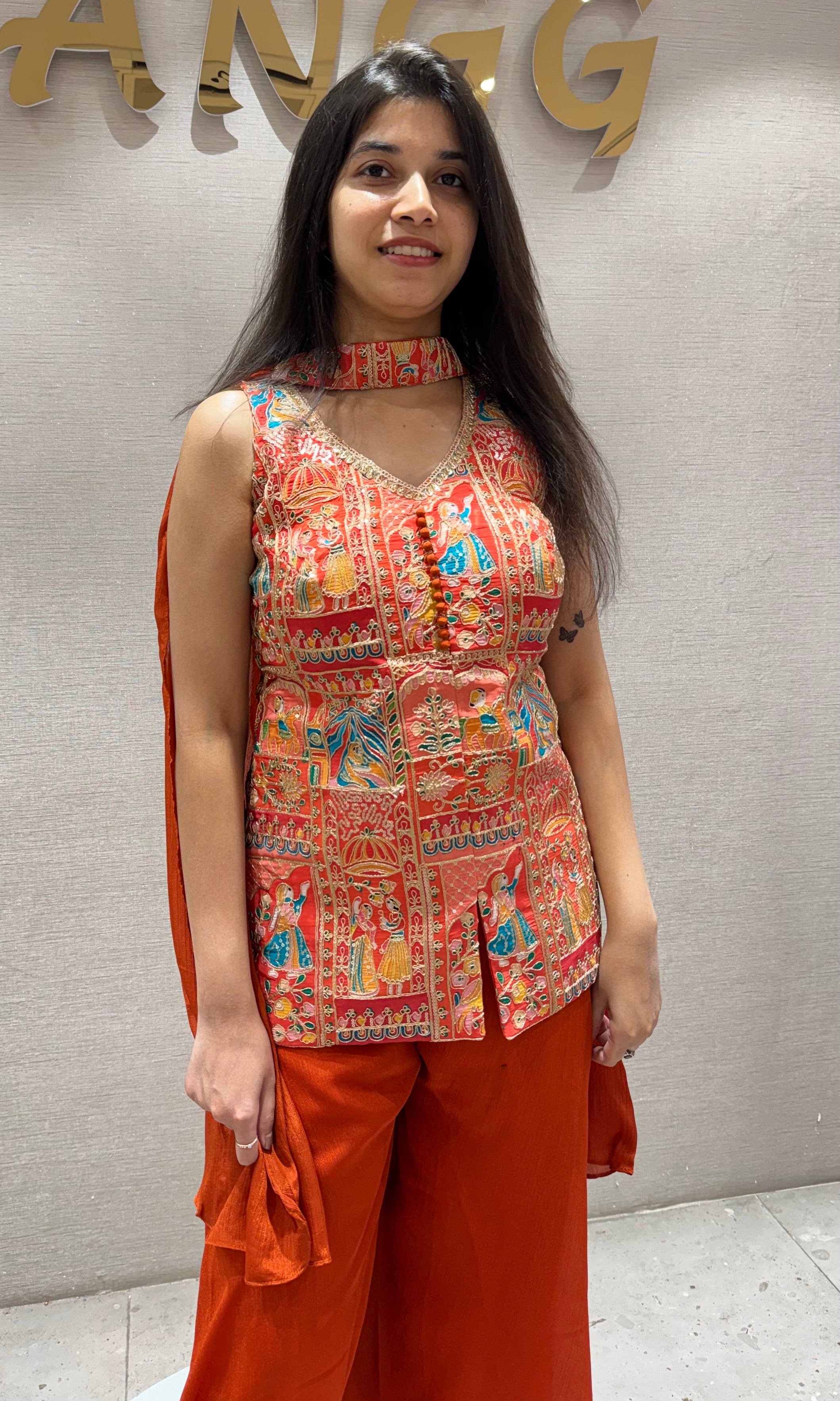 Embroidered Orange SHARARA
