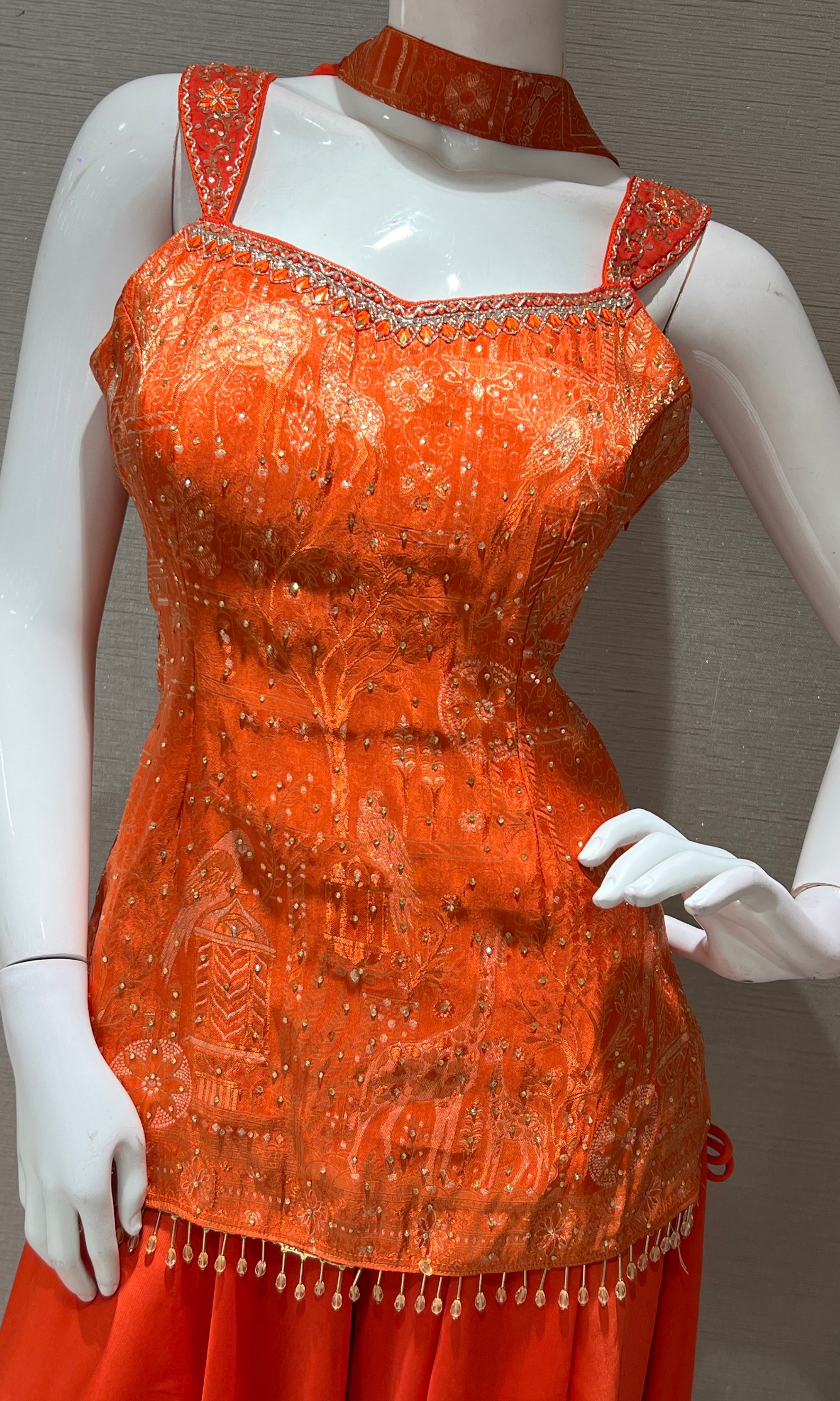 RADIENCE Orange PEPLUM SHARARA SET