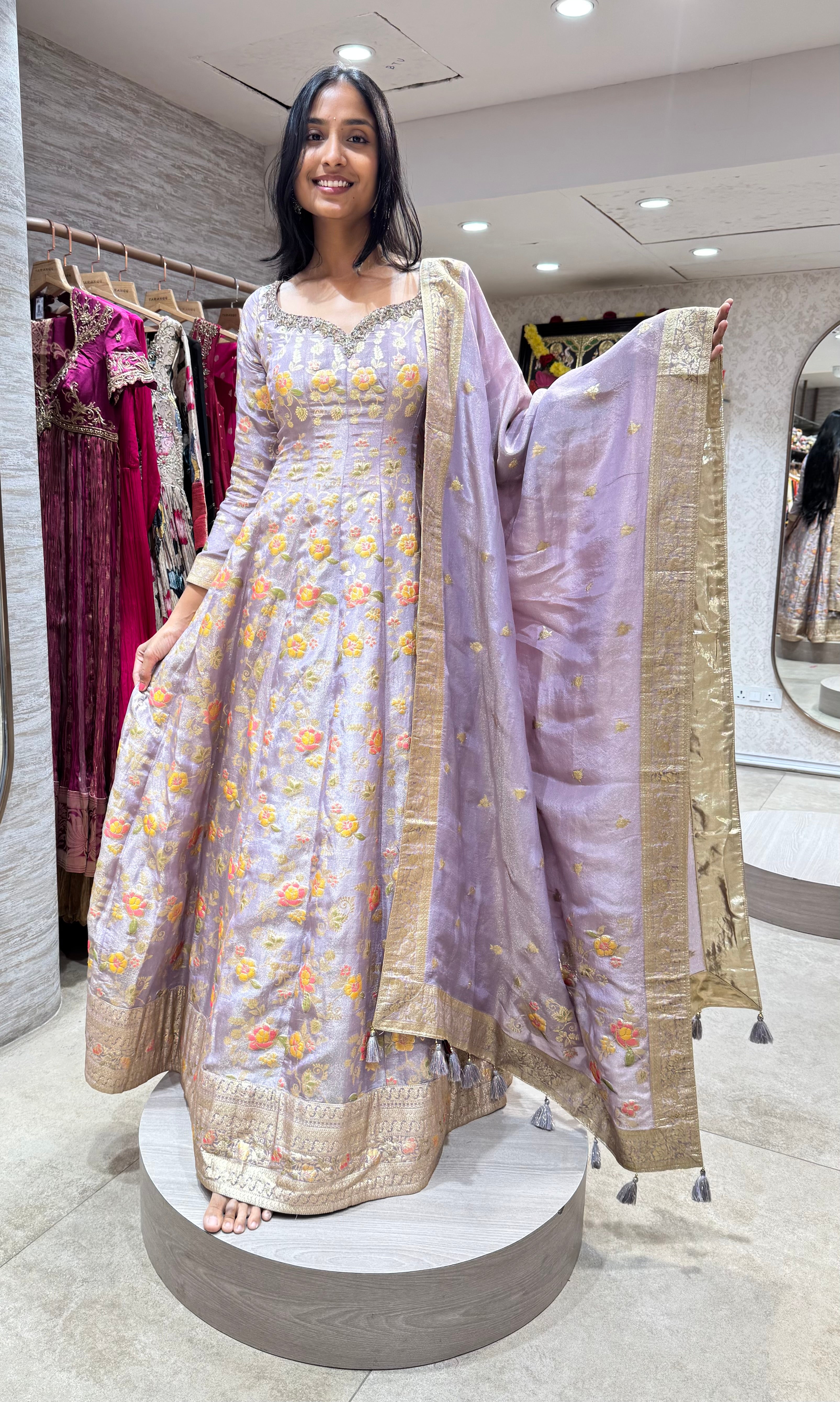 LILAC FLORAL EMBROIDERED ANARKALI SET
