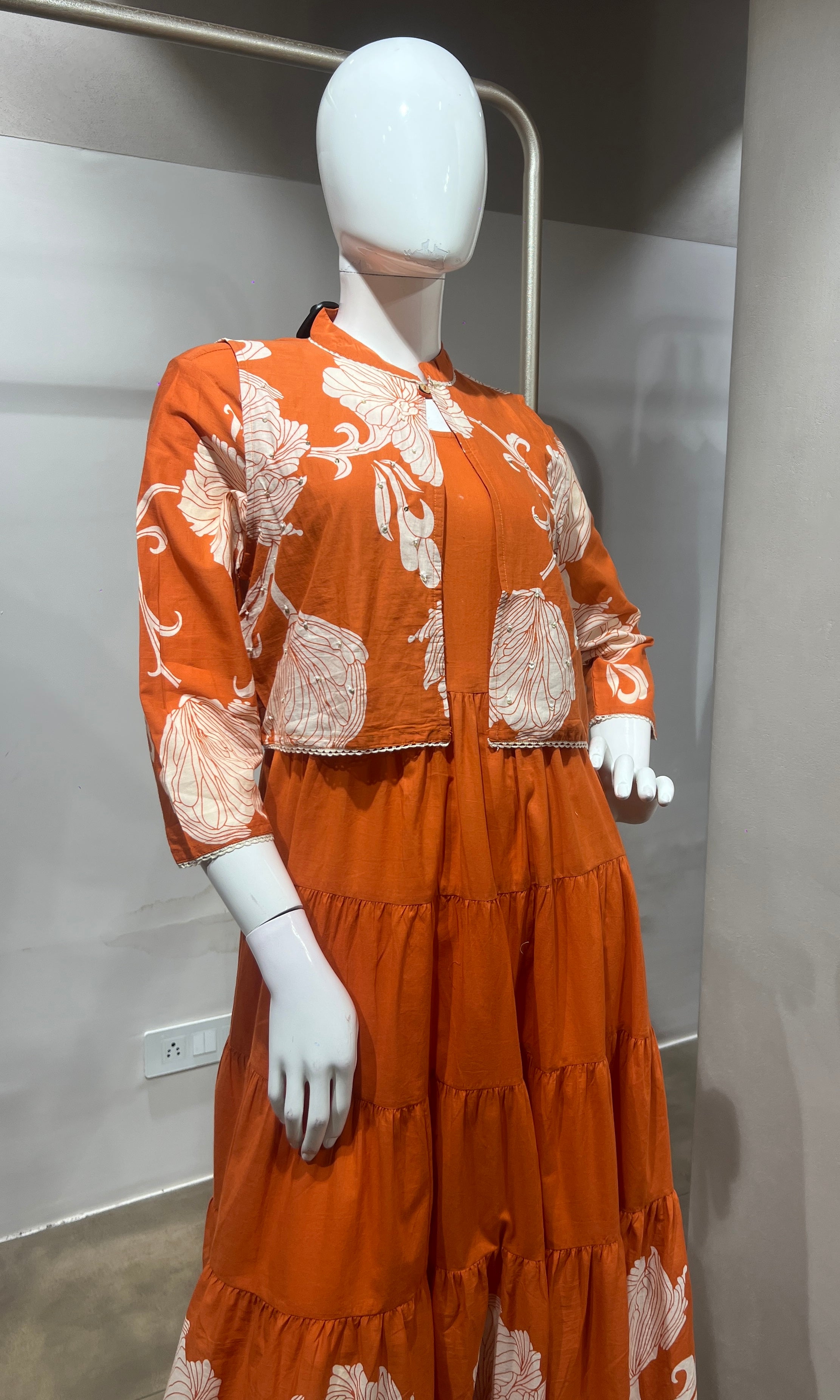 Rust Floral Frock with Jacket