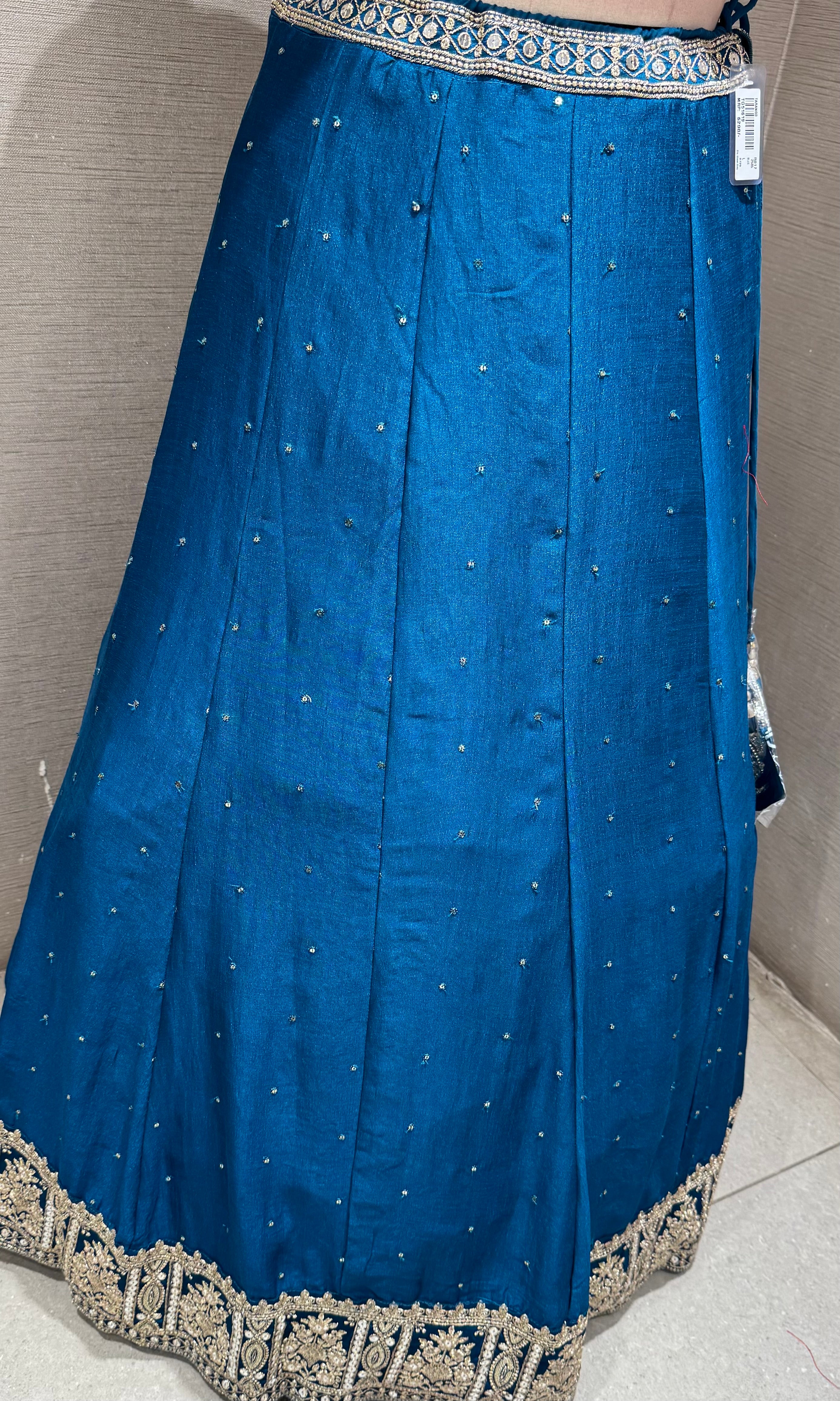 Royal Blue Lehenga Set with Intricate Silver and Gold Border