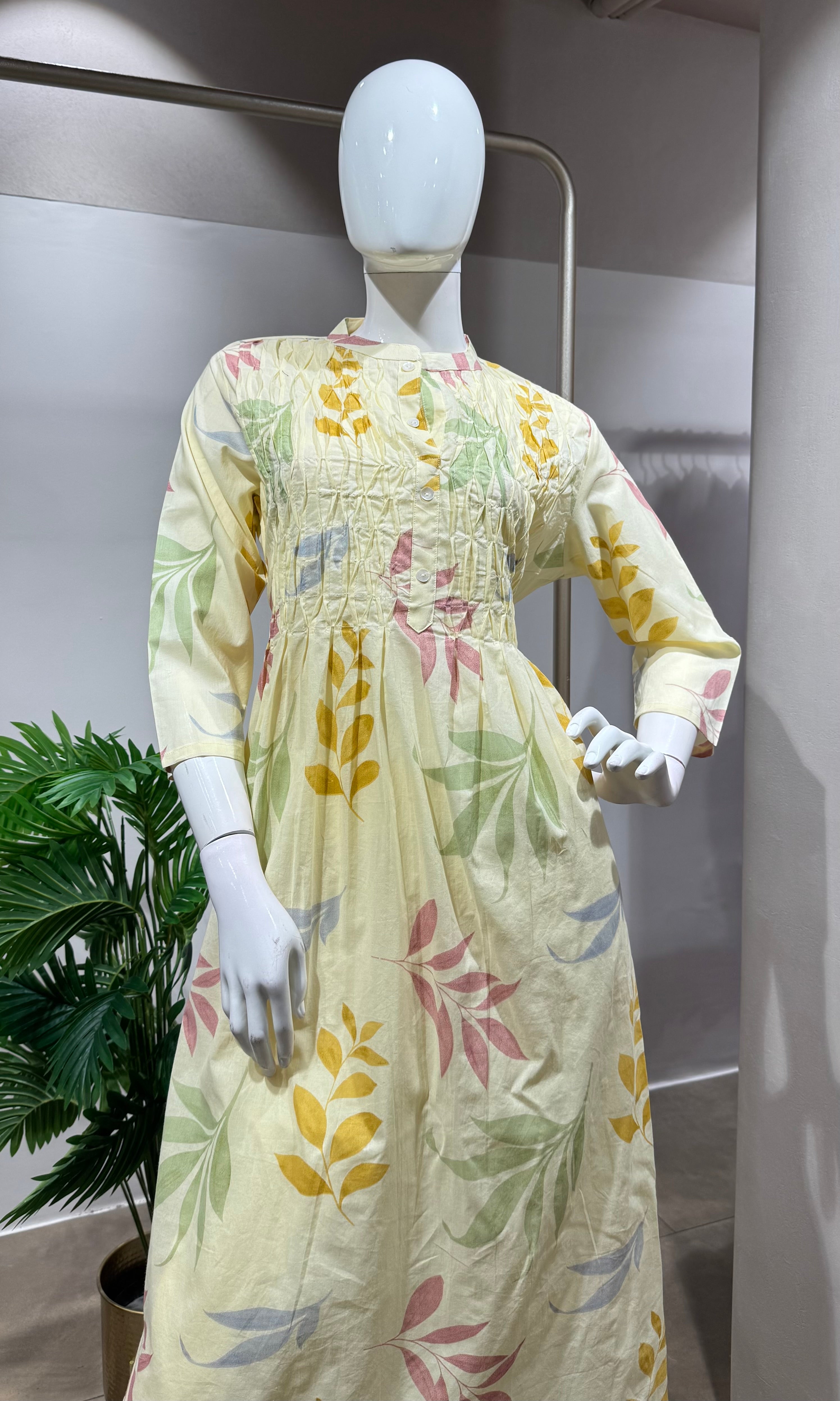 GREEN Floral Embroidered Cotton KURTA Set