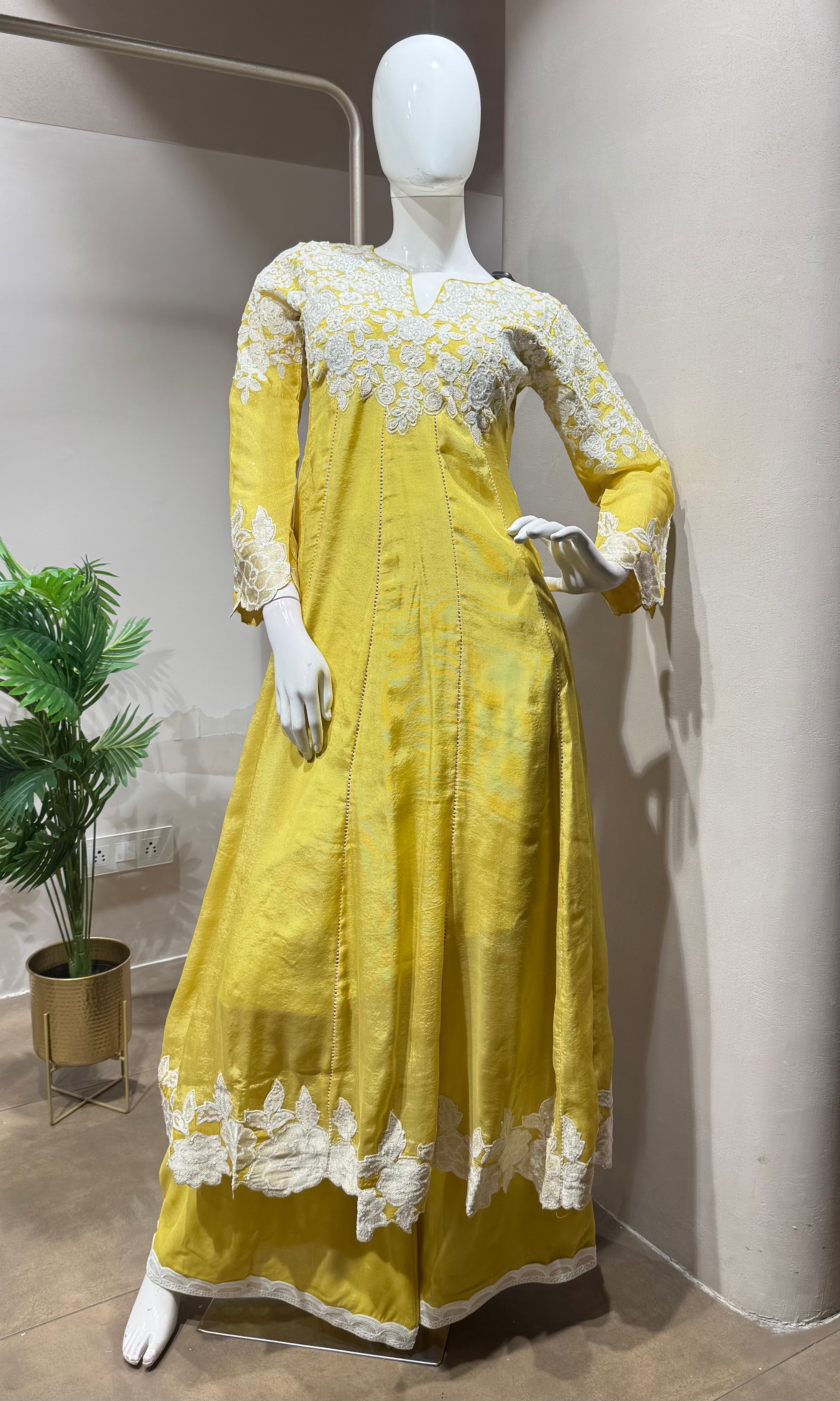 SUNSHINE Yellow Embroidery ANARKALI Set
