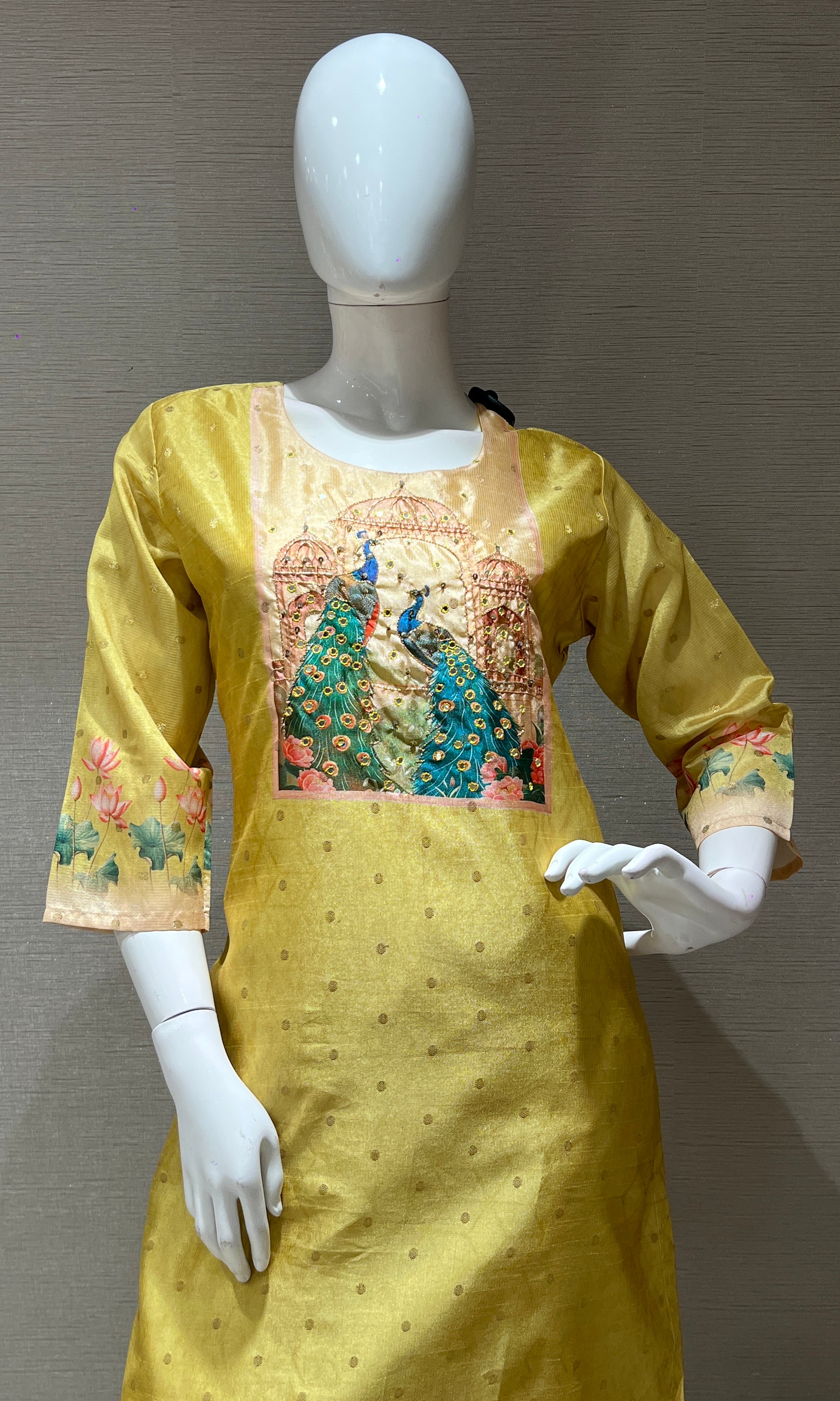 Parrot green peacock kurta set