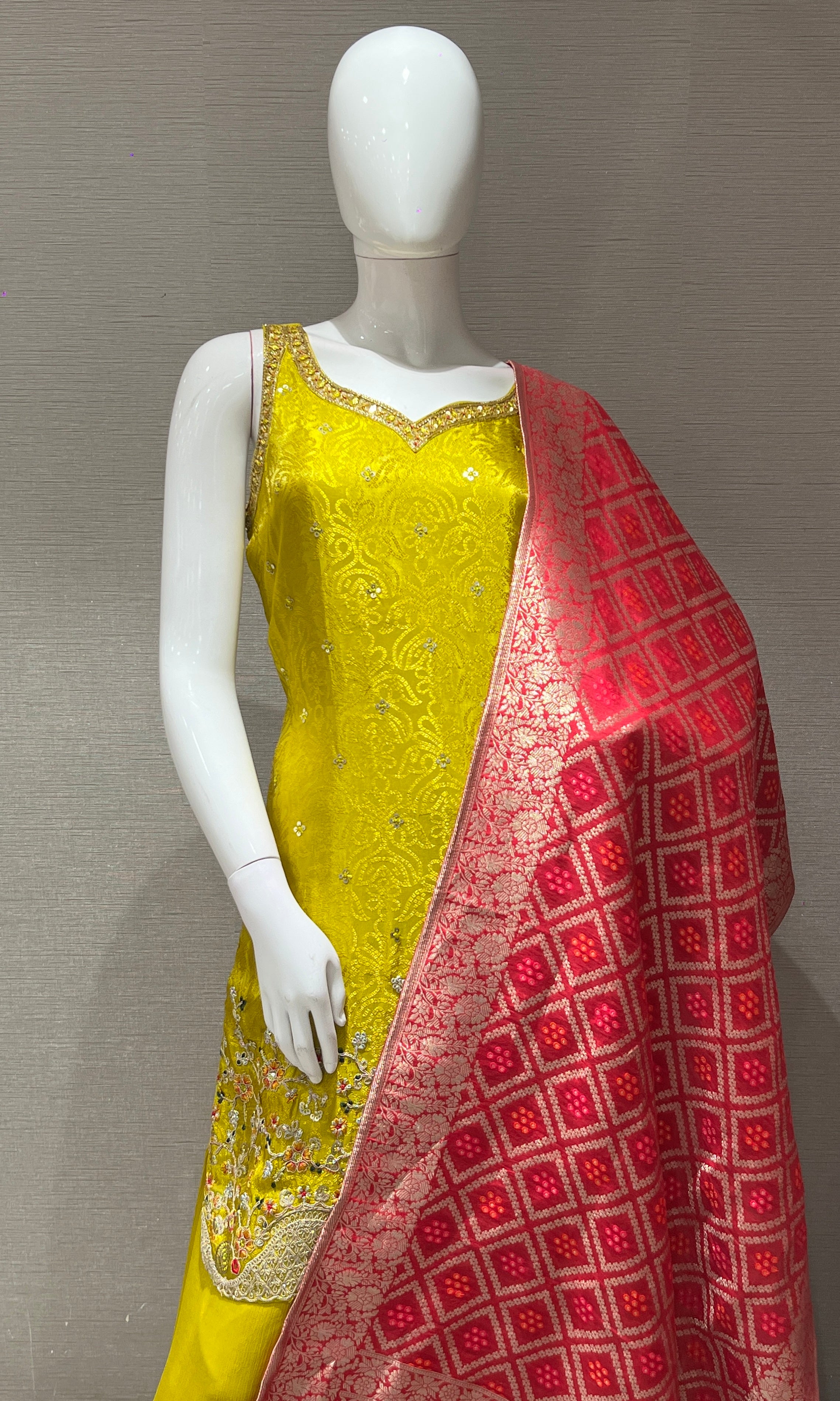 Mehandi green EMBROIDERED SHARARA SET