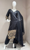 Classic Black Silk Kurta Set with Banarasi Border